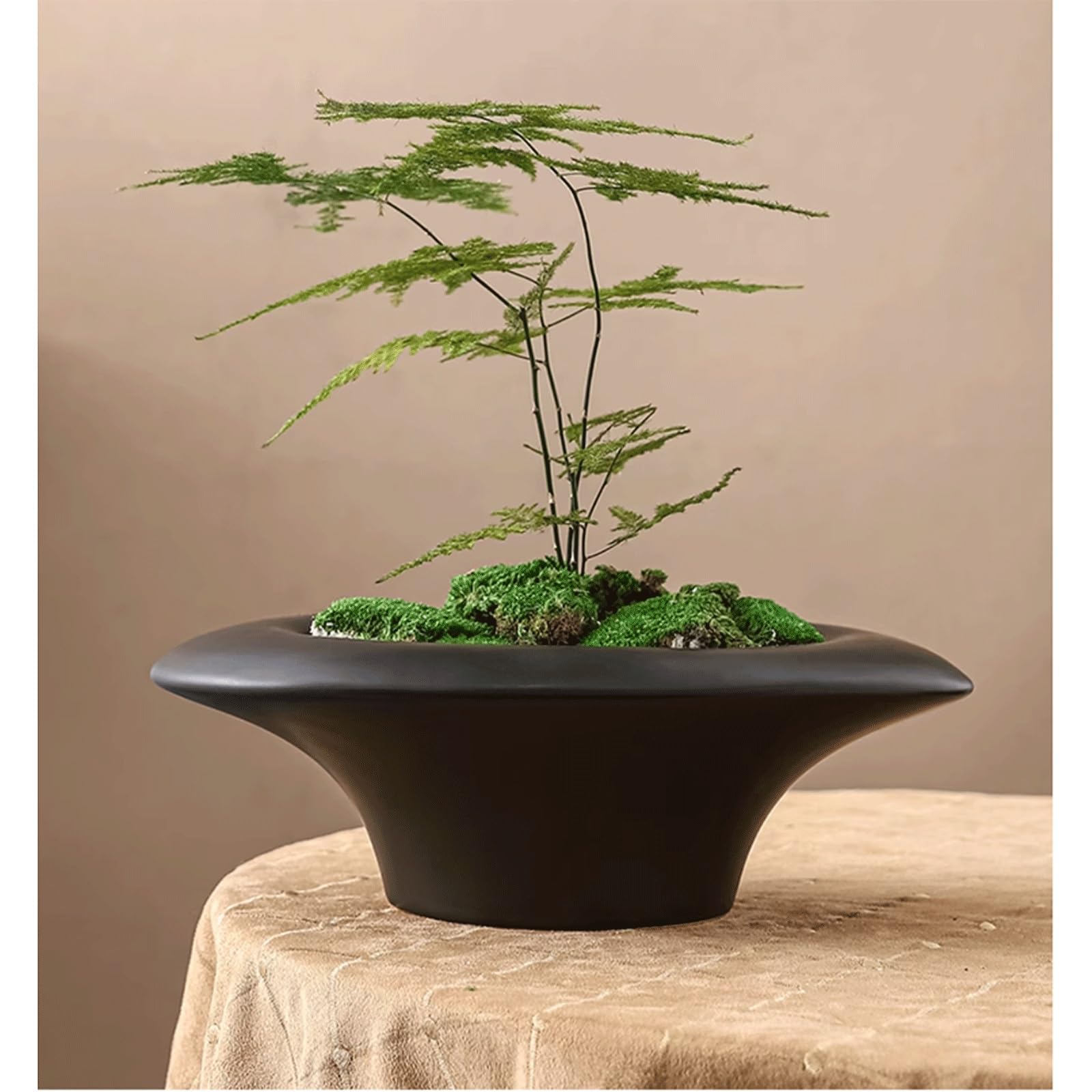 Dekoracyjna owalna, nowoczesna ceramiczna doniczka na sukulenty z otworem drenażowym, nieregularny kształt, doniczka na kwiaty orchidei, do użytku wewnątrz i na zewnątrz, na taras (czarna)