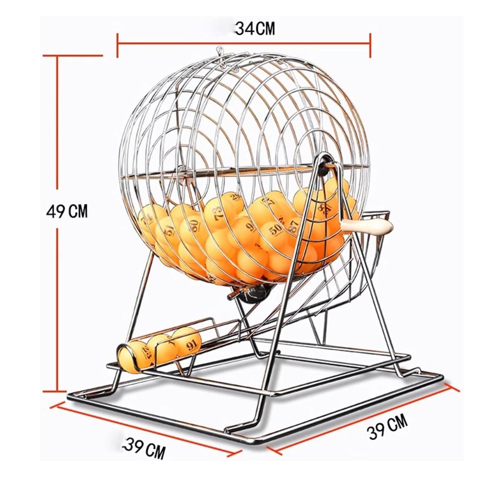 Rueda de Bingo de Metal con Jaula: máquina de lotería Manual con Capacidad for 200 Bolas for Grupos Grandes, Fiestas y Lugares de Entretenimiento.(Noir)
