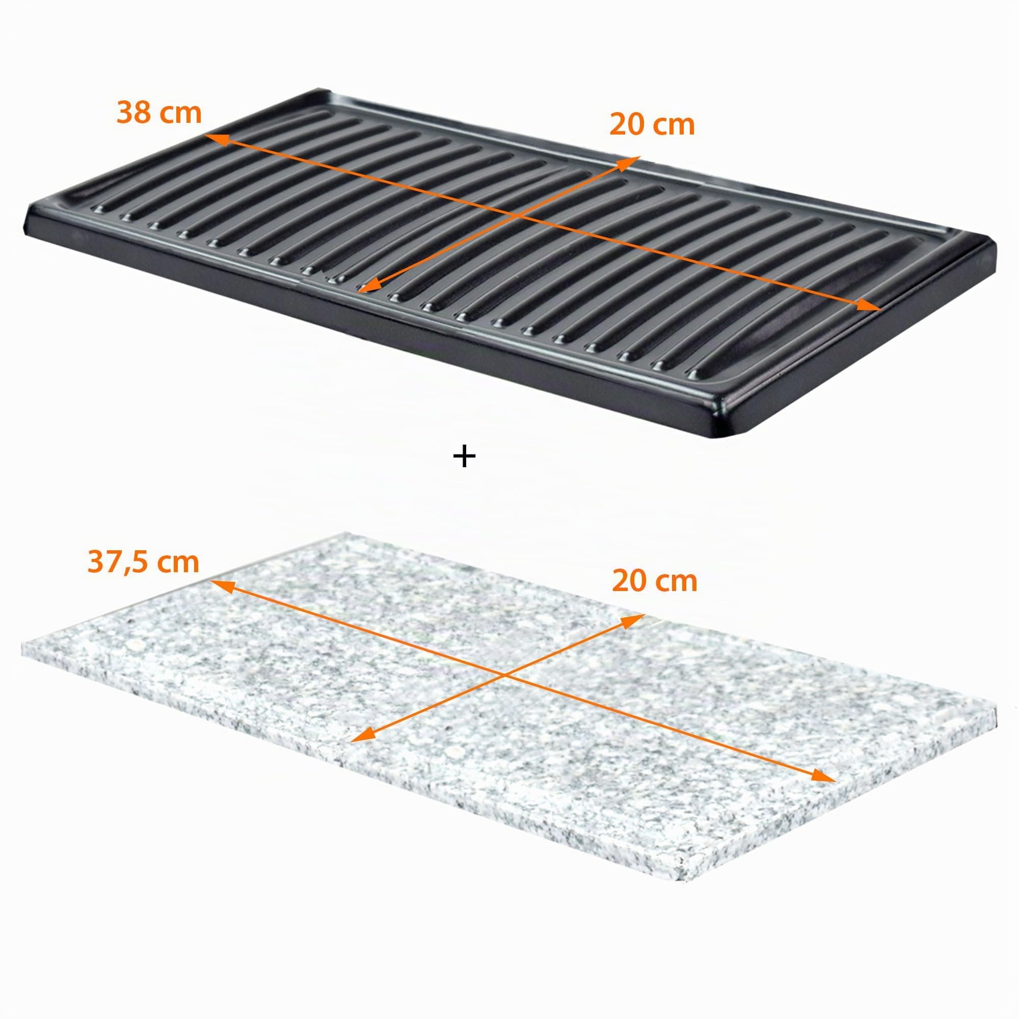 Syntrox Germany 2er Platten-Set für Raclette Gent | Grillplatten | Steinplatte, Einfache Reinigung, Raclette-Zubehör, Natursteinplatten, für genussvolle Abende