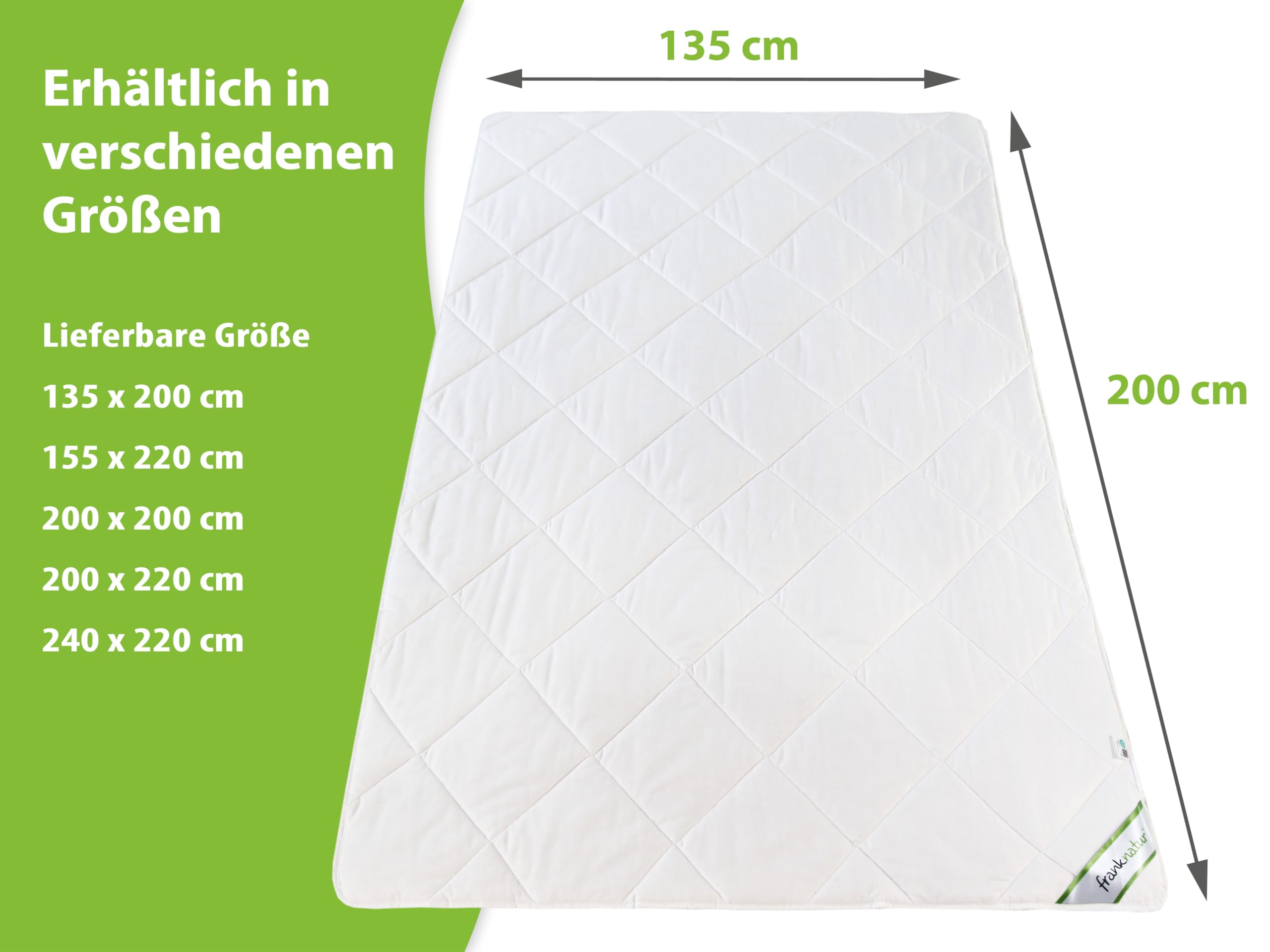 franknatur Sommerdecke 135x200 Bettdecke 80% Baumwolle und 20% Lyocell | leichte Sommerbettdecke, Füllung Baumwolle und Tencel, Bezug aus Baumwolle, atmungsaktiv, robust, waschbar, Oeko-TEX
