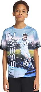 Messi Boys' Lifestyle Short Sleeve Top, Loose-fit Shirt with Logo, Comfortable, All-Day Wear
