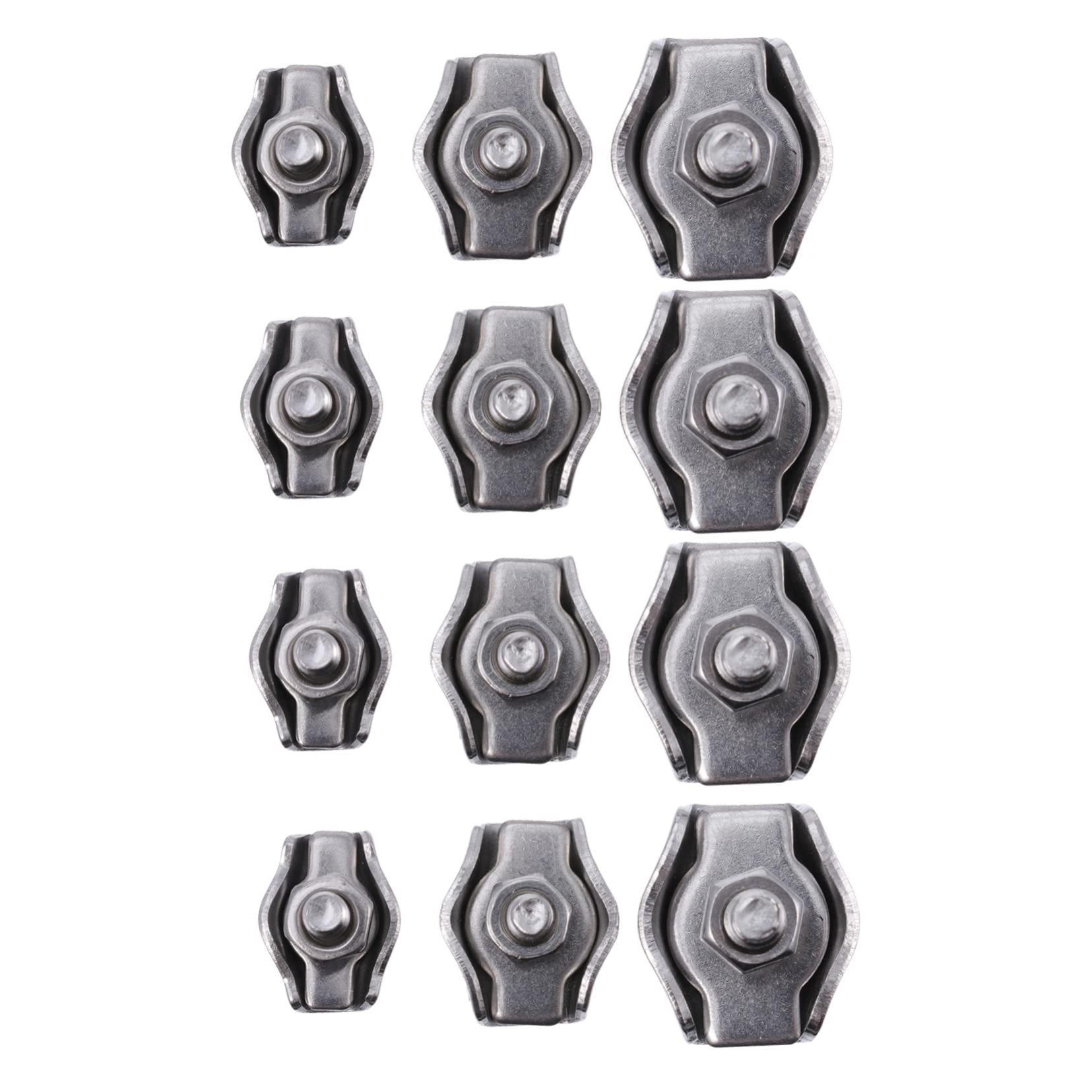 FELTECHELECTR 12pcs Chuck Wire Cable Clips Single Wires Splicer Wire Rope Clamps Electric Fences Splicer Cable Grips Clip Kits Single Bolt Wire Rope Wire Connector Cord Holder Stainless Steel