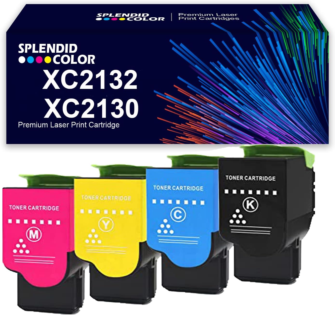 SPLENDIDCOLOR Remanufactured 4Color XC2132 Toner Cartridge Replacement for Lexmark