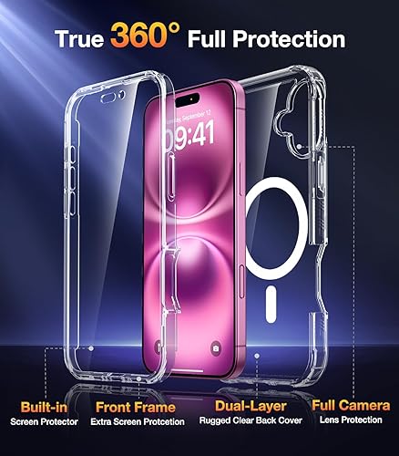 Miniatura 864 de Diaclara - Funda diseñada para iPhone 14 Pro Max, resistente, de cuerpo completo, con protector de pantalla sensible al tacto y antiarañazos + Blanco