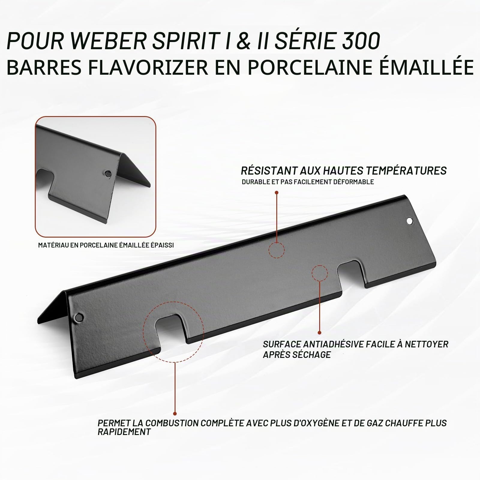 67046 Bars de flavorizer pour Weber Spirit 300 & GS4 Spirit II 300 Series, Spirit E/S 310 320 330 (avec bouton de commande avant), 7636 Pièces de rechange mises à jour pour barbecue Weber 69797