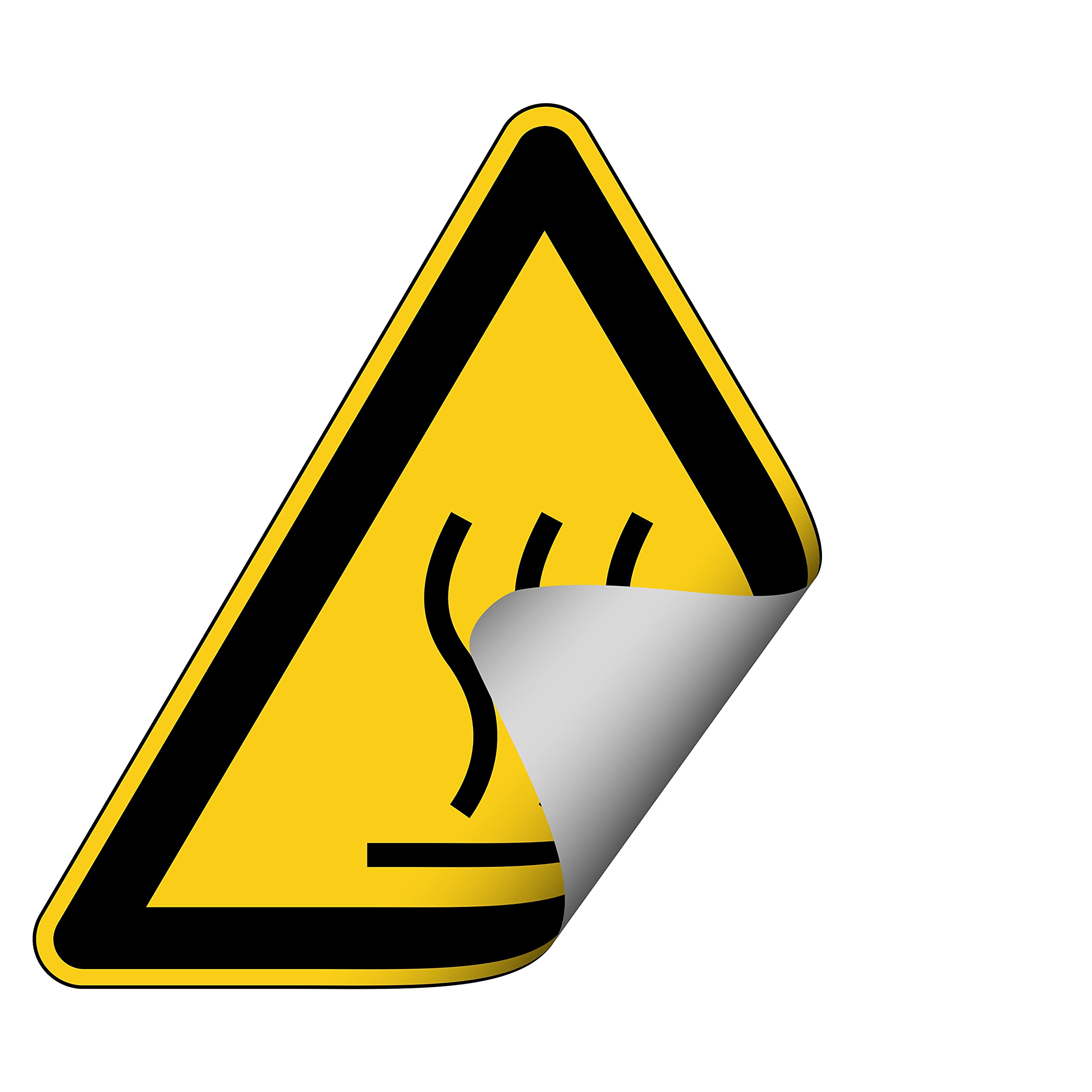 Vsafety Warnschild 'Caution Hot Surface' – 100x100mm, Selbstklebend, Schwarz/gelb, EN ISO 7010 Konform