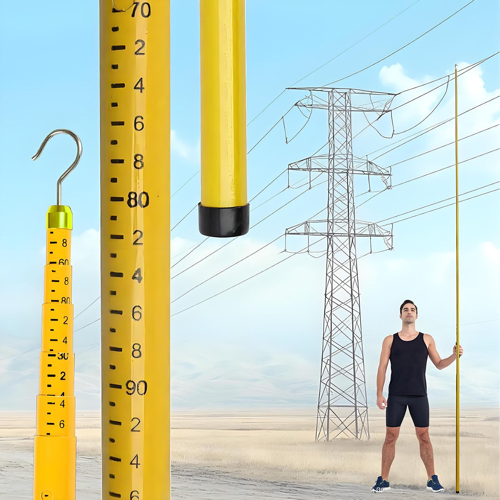 Barra de medición de altura ajustable para trabajos eléctricos, regla telescópica con bolsa de transporte, poste de medición de distancia para trabajos forestales y de utilidad eléctrica