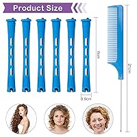Vista 2 de Coolrunner Juego de varillas de permanente, 60 varillas de plástico azul con peine de acero para rizar el cabello, herramientas de peinado