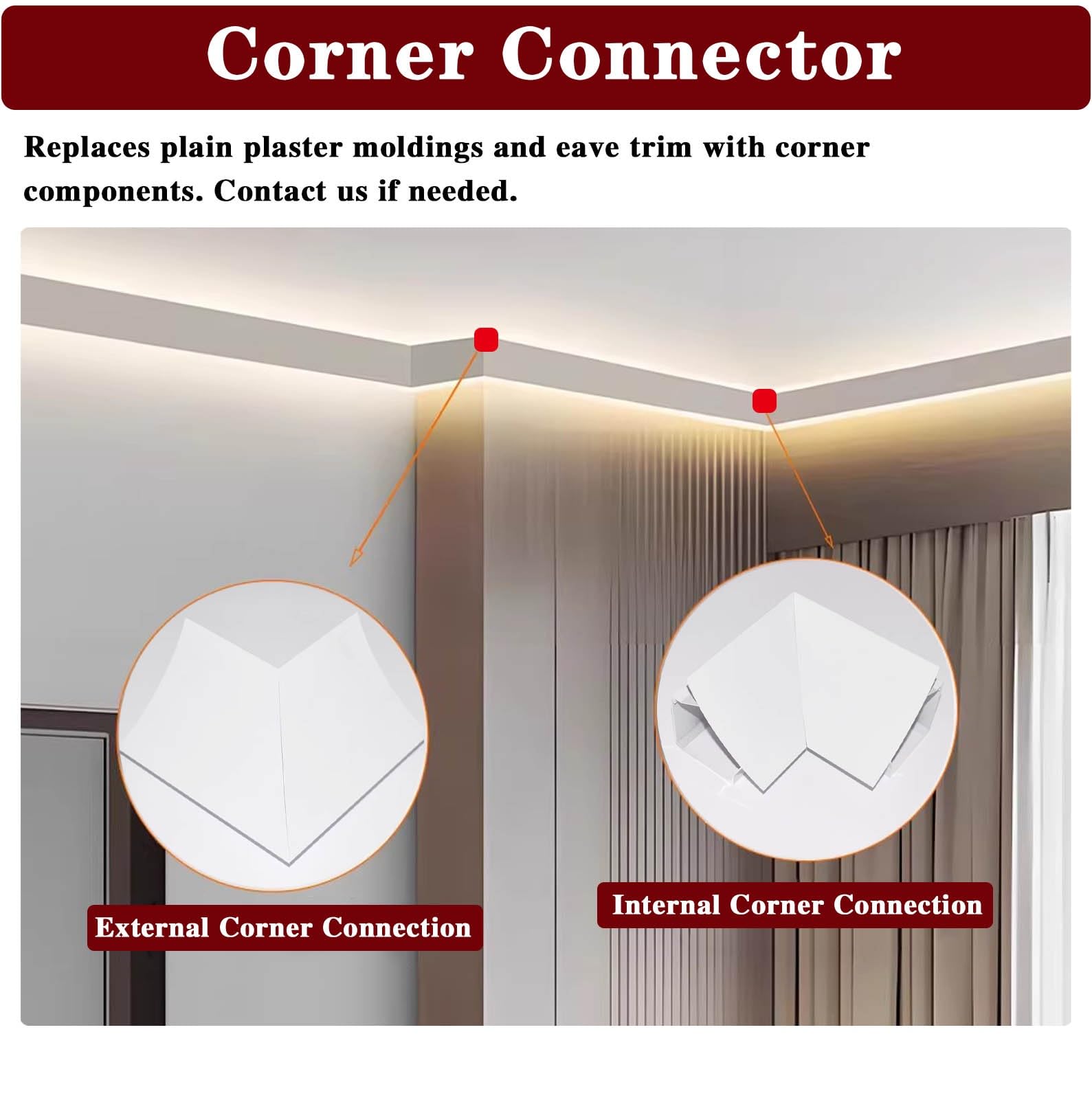 Profilo Angolare LED Cornice per Illuminazione Indiretta z Parete e Soffitto, Diffusore per Strisce LED, Cornice Decorativa a Doppio Profilo, con Raccordo Angolare(5ft(1.5 m))