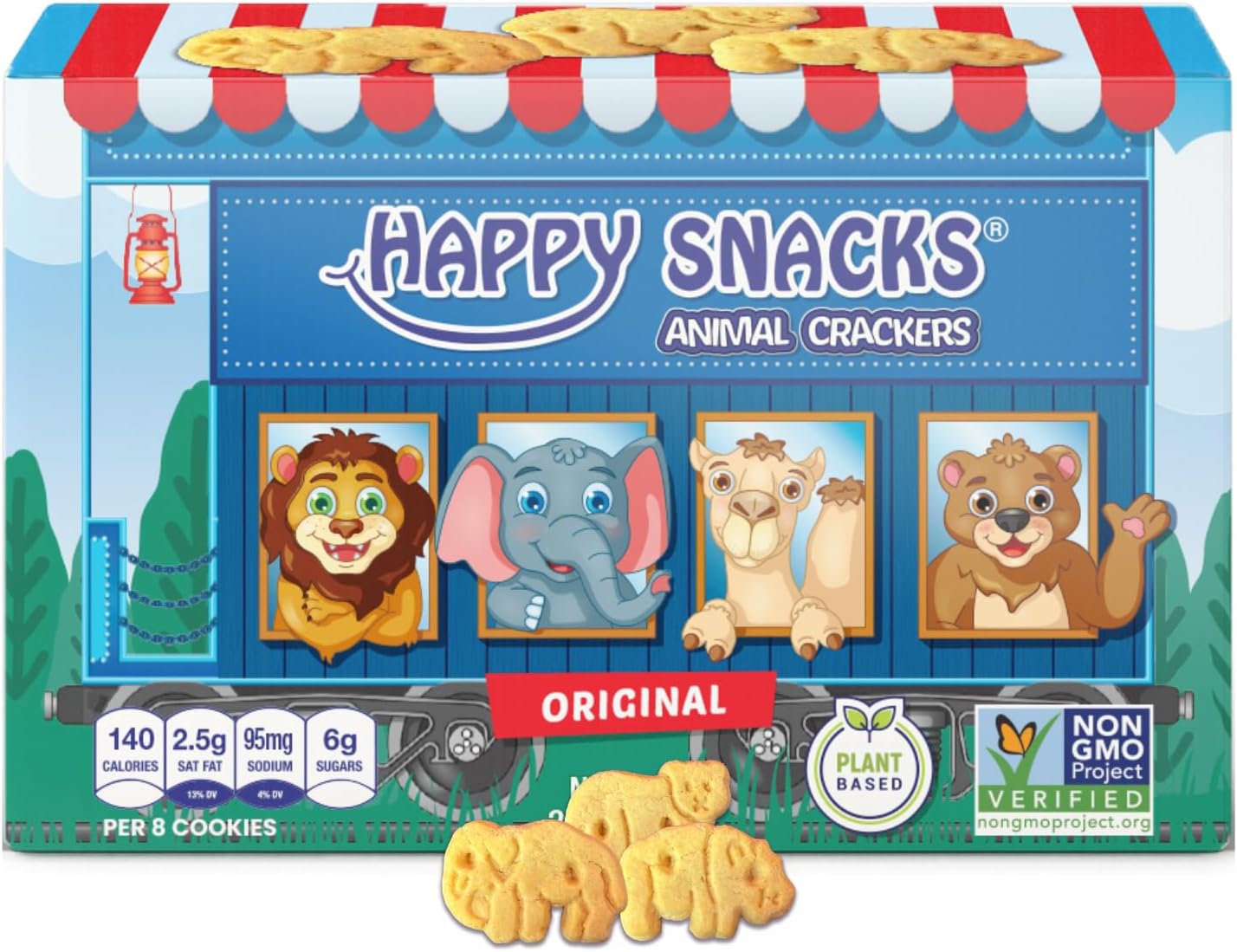 Animal Crackers - Plant Based Ingredients, Animal Crackers Snack Packs, Nut & Peanut Free, Fortified with Essential Vitamins & Minerals, No Artificial Ingredients - 2 Oz Boxes (Pack of 12)