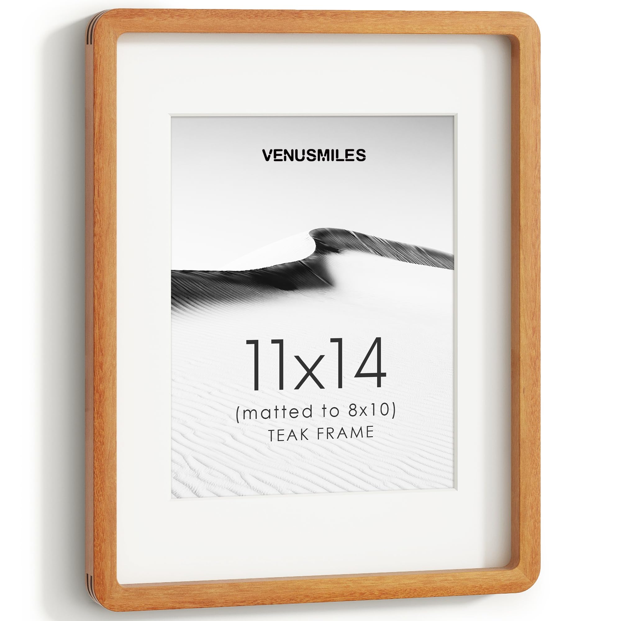 11x14 Picture Frame, USA-Sourced Natural Teak Wood Photo Collage Frame