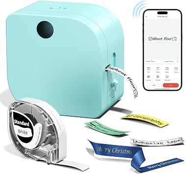 Phomemo P12 Label Maker Machine with 1 Tape, Bluetooth Small Ribbon Printer