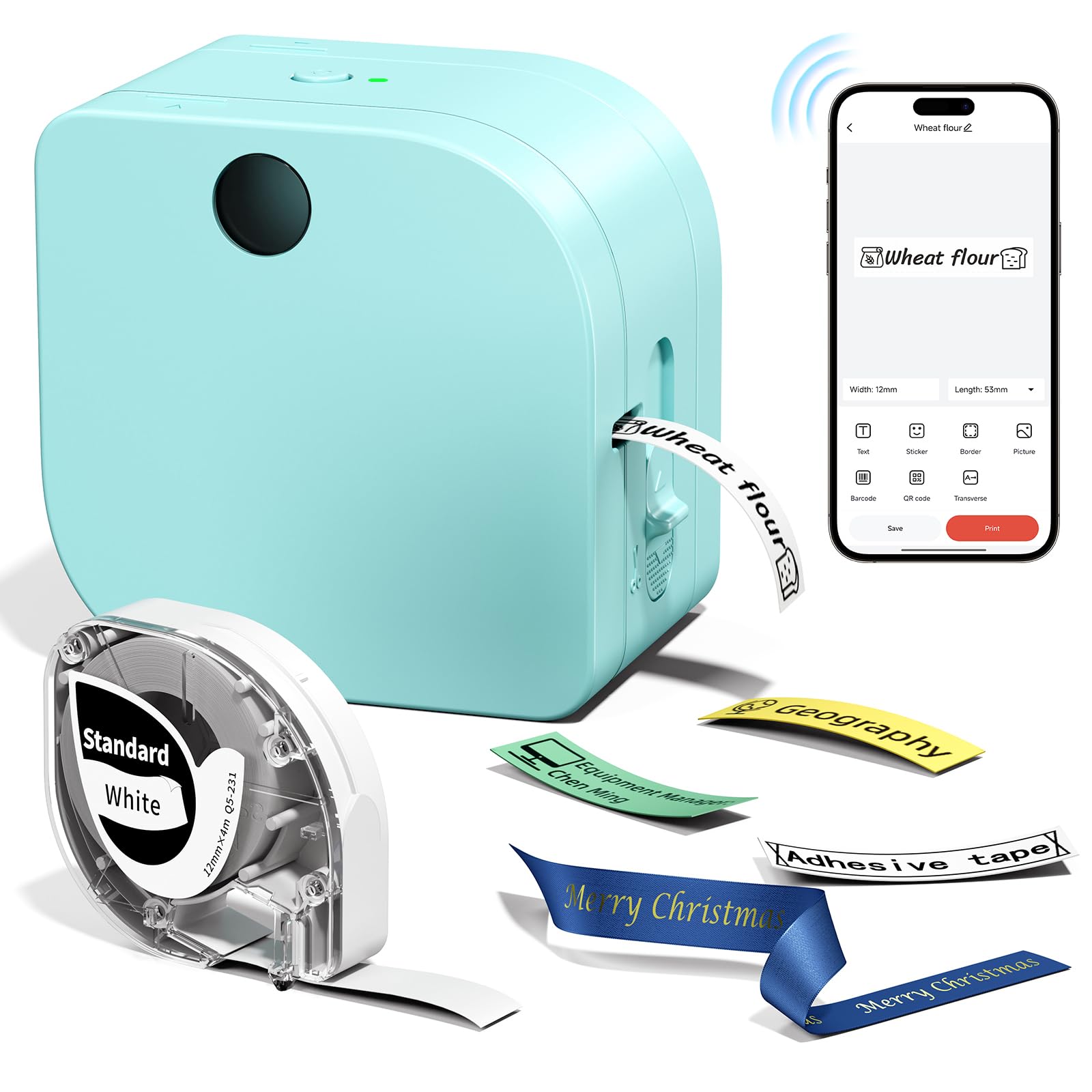Phomemo Label Maker Machine with Tape, Bluetooth Small Label Makers Portable Ribbon Printer Mmachine Thermal Transfer Labeler with Multiple Templates for Clothes, Home, School, Gift Wrapping, Office-image-7