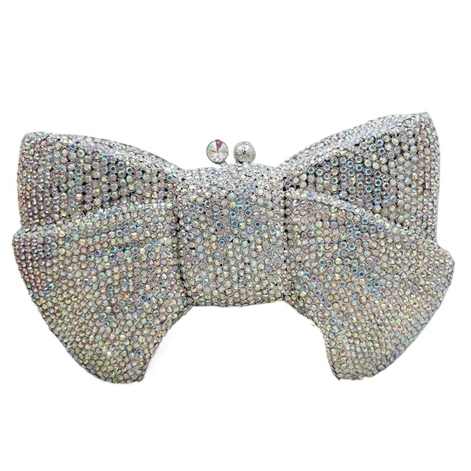 Clutch Embrague Bolso de mano de noche de cristal for mujer, con forma de lazo, diamantes de imitación, for fiesta, boda, graduación, nupcial, bolsos con diamantes Bolso De Strass