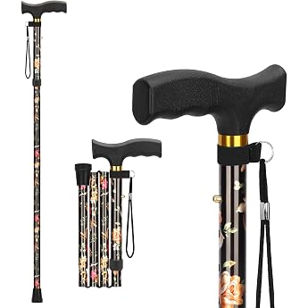 supregear Foldable Walking Stick for Men and Women - Foldable Height Adjustable Walking Stick - Flexible Lightweight Travel S