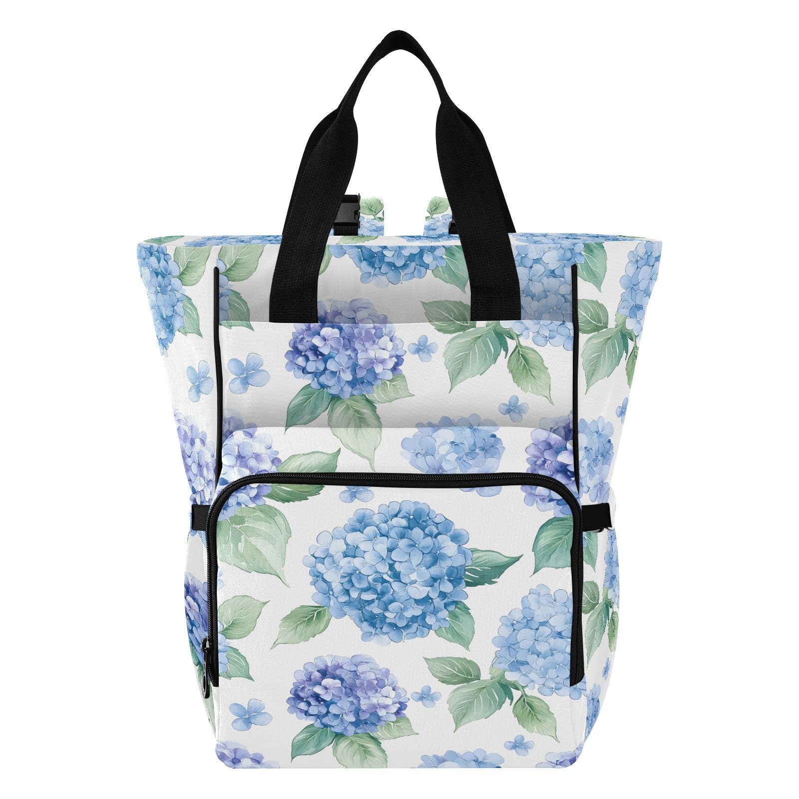 Mnsruu Borsa per pannolini per bambini con motivo di ortensia viola pallido ad acquerello borsa grande borsa impermeabile da viaggio borse per pannolini per mamme e papà