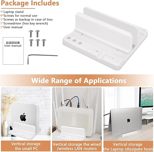 Miniatura 7 de Soporte vertical para laptop, organizador de ABS con base ajustable, diseño 34 en 1, almacenamiento adicional que ahorra espacio, soporte resistente
