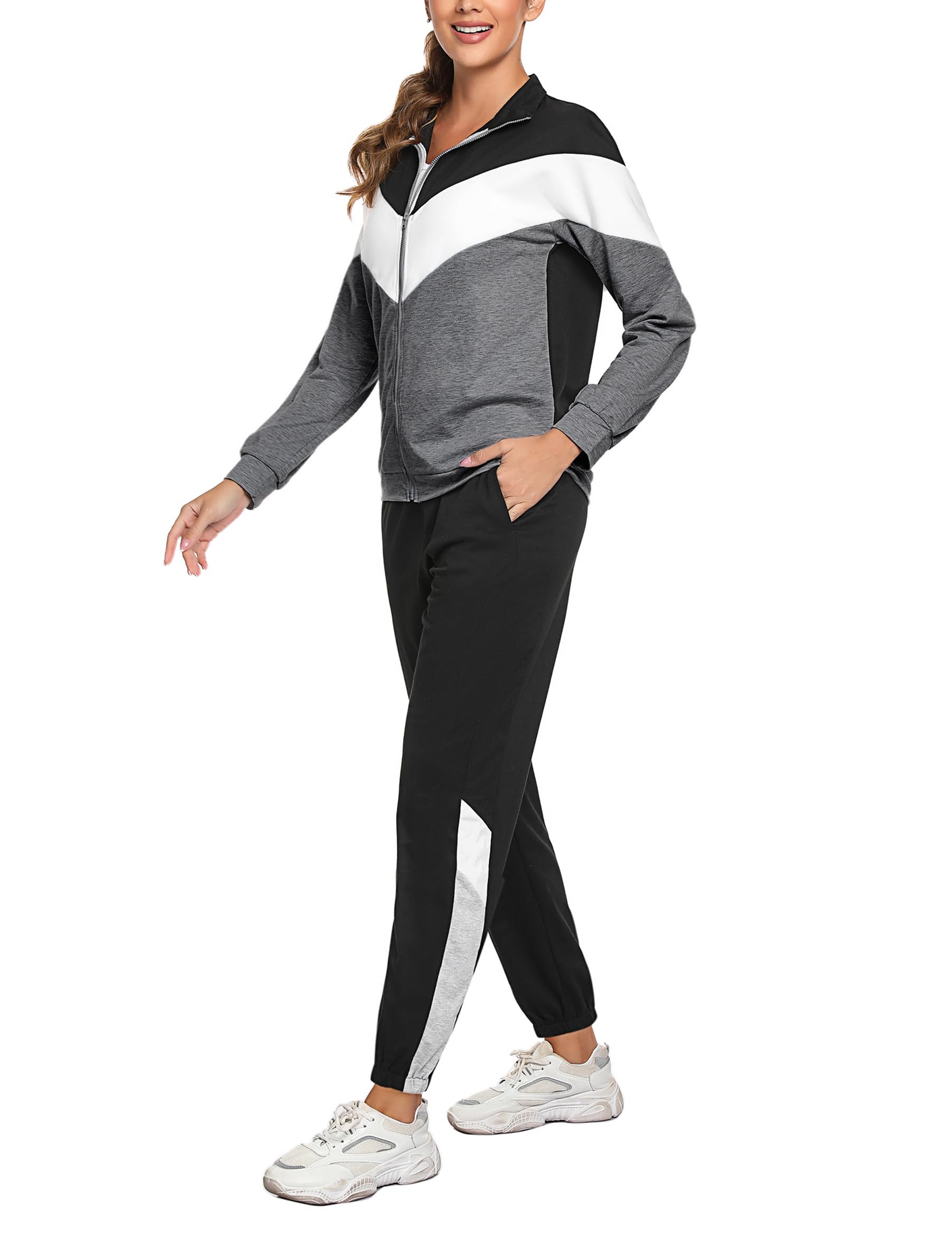 Marvmys Tuta Donna Sportiva Due Pezzi Giacca con Zip e Pantaloni Lunghi