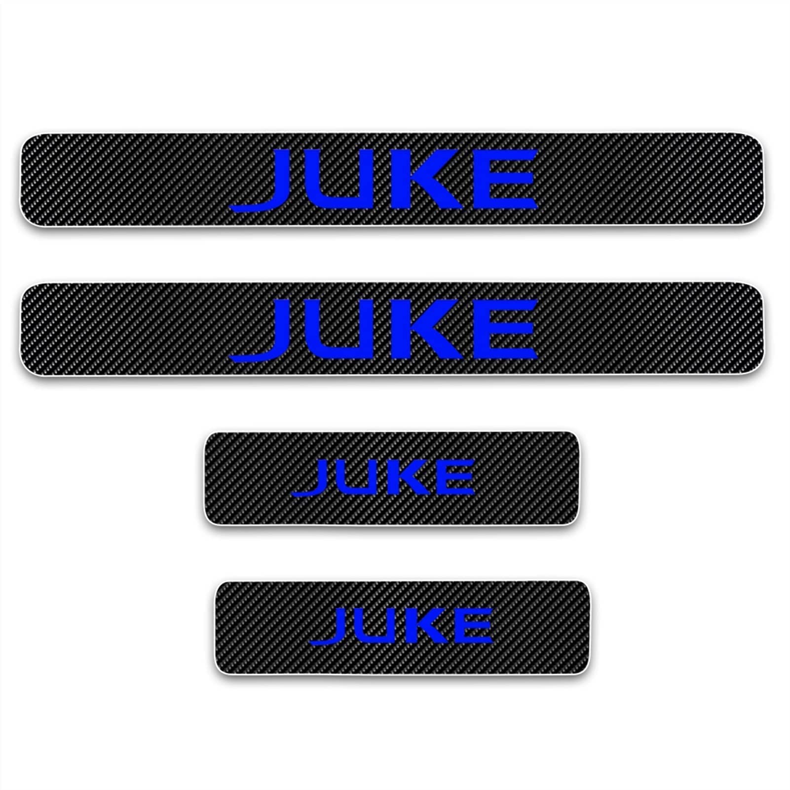 EAGLEG 4pcs Car Door Sill Protector Kick Plates for NIS-san Juke, Carbon Fiber Non-Slip Threshold Cover Pedal Sticker Trim,Blue