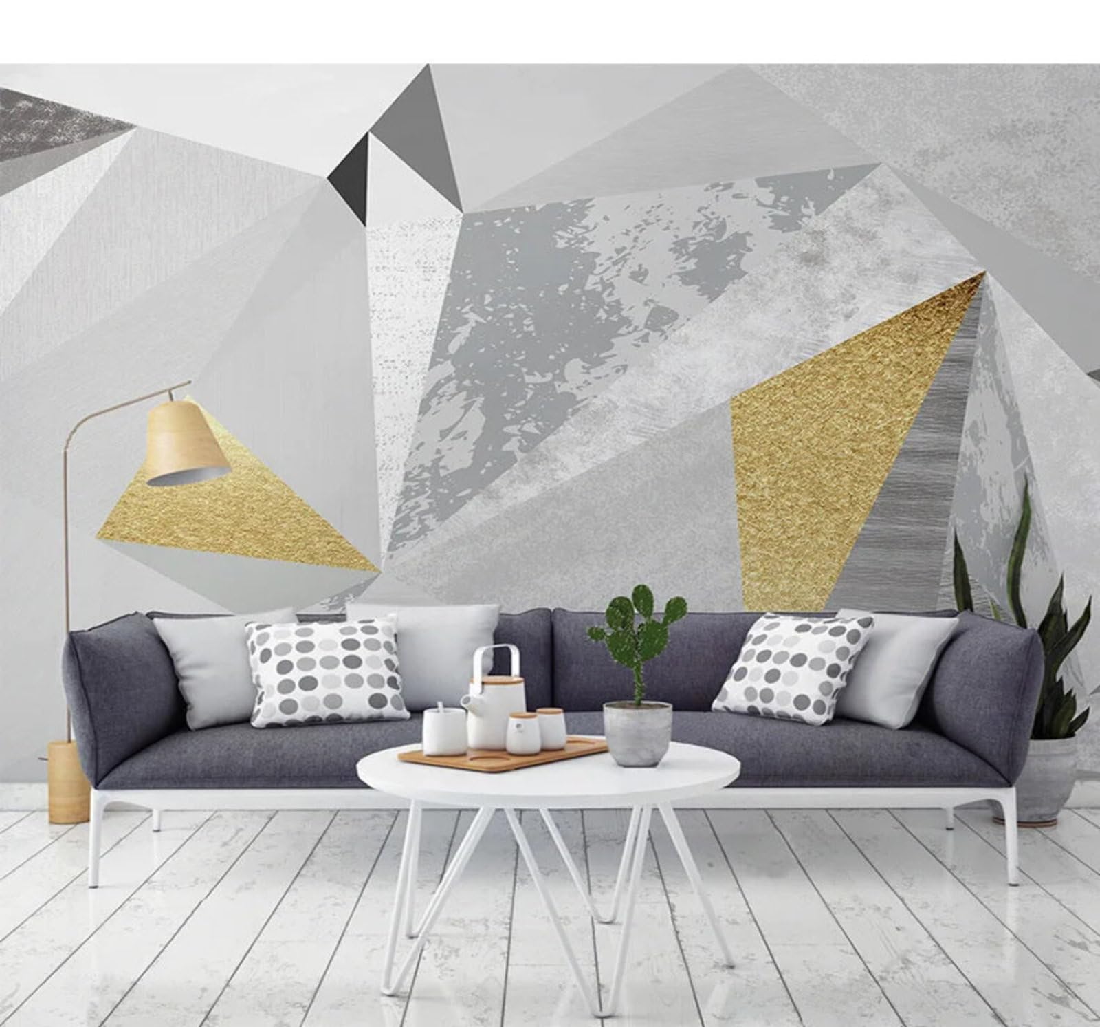 Tzxztt Abstract Three Dimensional Geometric Triangles Patchwork Modern 3D Wallpaper Premium Textured Silk Neutral Tones Material Ideal for Living Room Bedroom-430cm×300cm