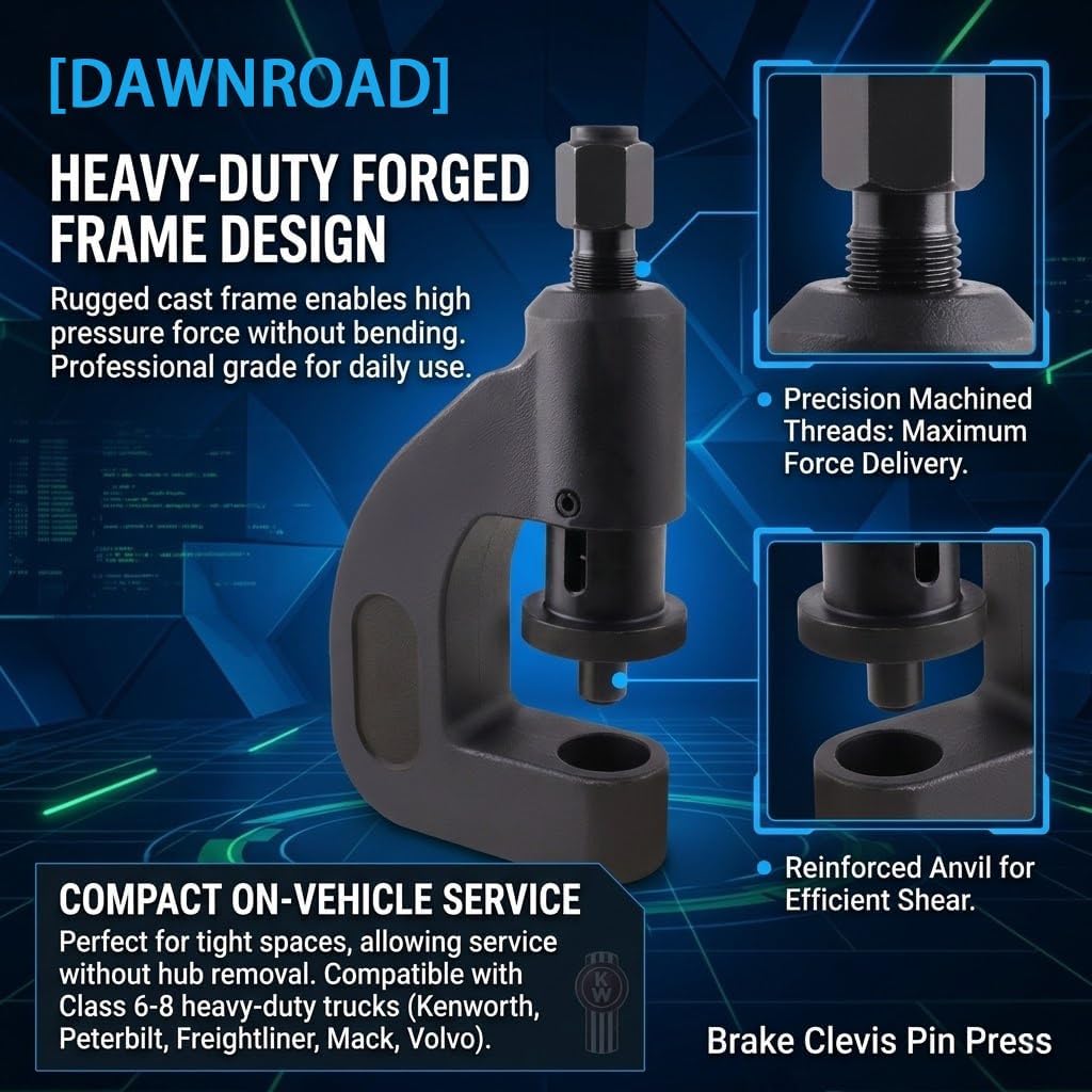 Anchor Pin Removal Tool & Brake Clevis Pin Press, Heavy Duty Brake Press Pin Press for Semi Trucks, Compatible with Tiger Tool 10501, Lisle 41850, Fits Most Class 6-8 Trucks