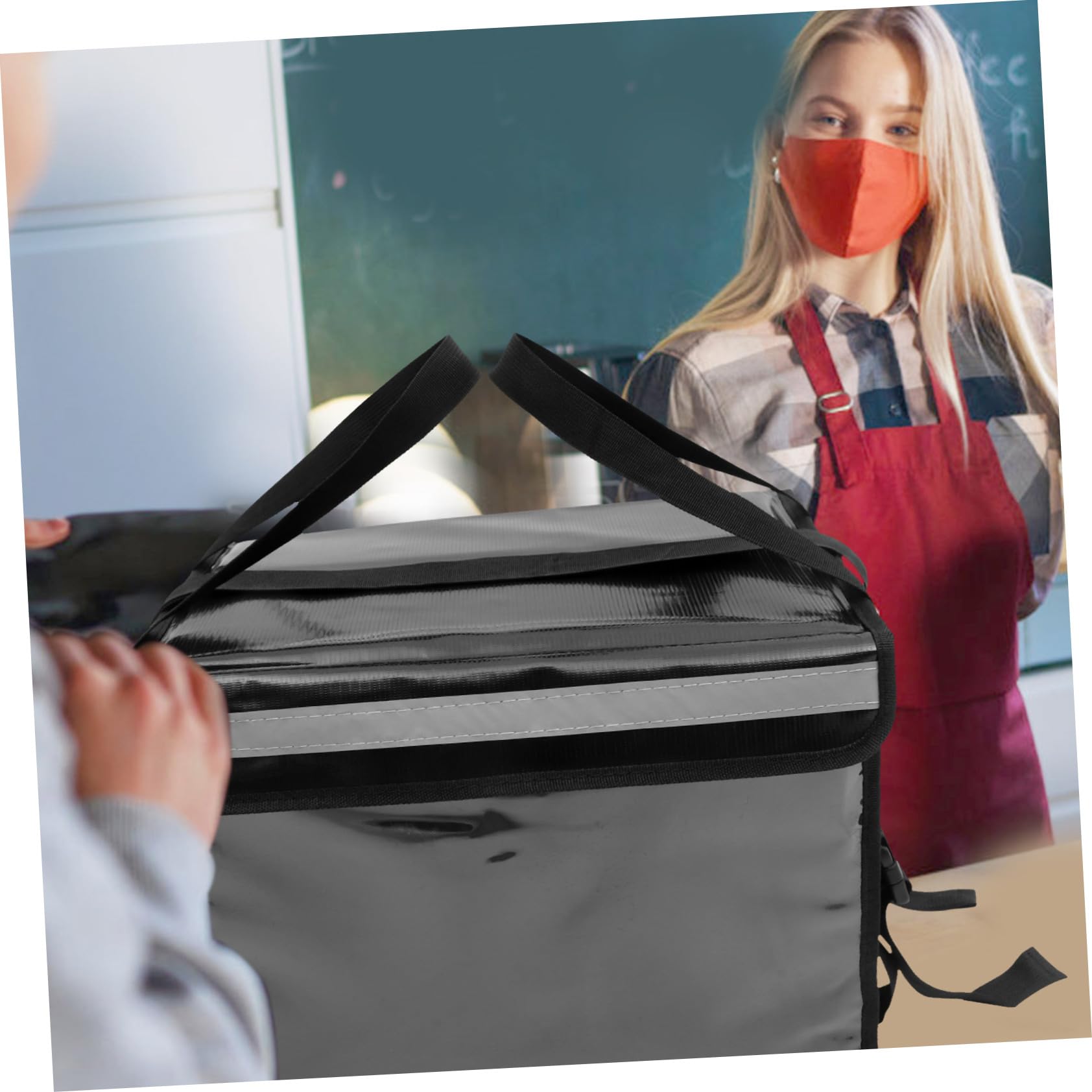 Caja de Conservación del Calor de 32l, Contenedor de Alimentos Aislado de Nailon Negro, Portátil y Ligero para Reparto y Compras