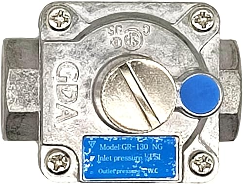 Miniatura 5 de Regulador de presión de gas propano con conexión de entrada y salida de rosca de 38"-14NPT, presión de entrada de 12 PSI y presión de salida de WC