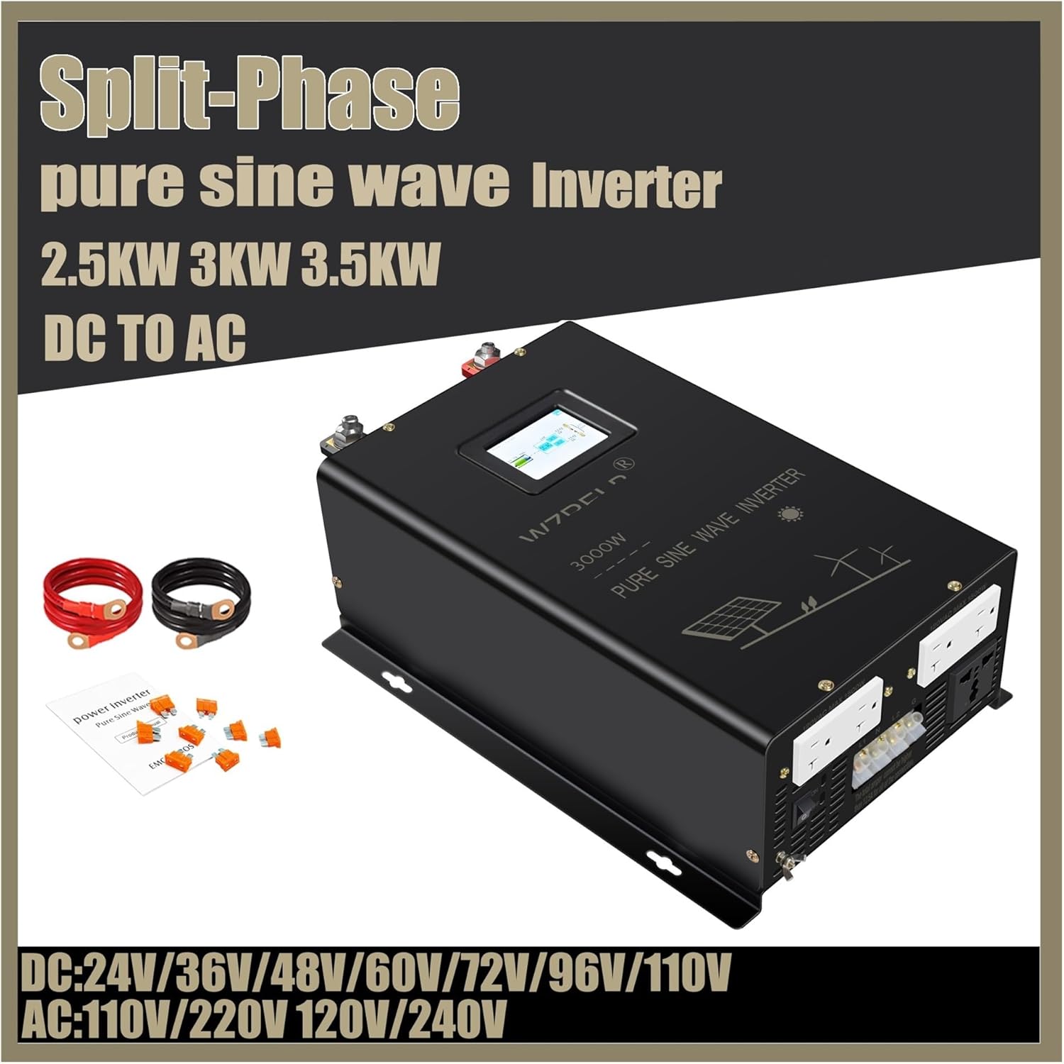 分相インバータ 2.5kw 3kw 3.5kw 純粋な正弦波オフグリッド PV 24V 48V