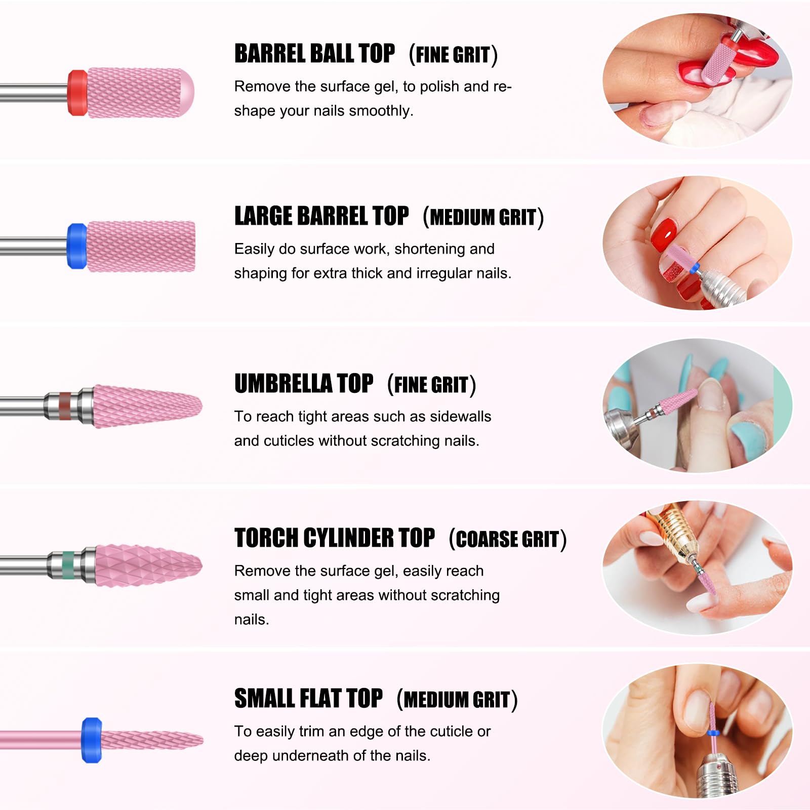 5PCS Ceramic Nail Drill Bits Set - Image 4