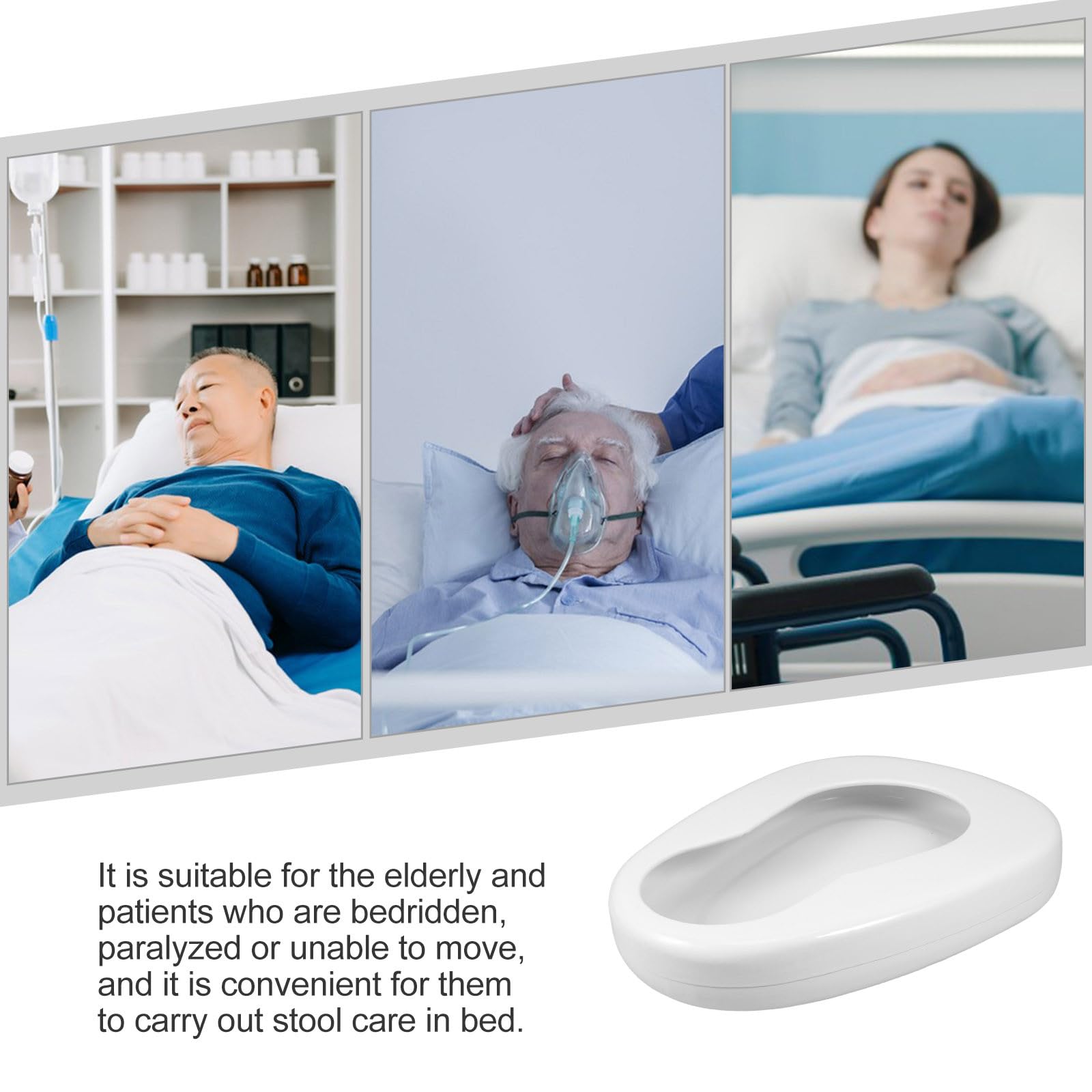 Abaodam Padella per Anziani in Smalto Bianco per Uso Notturno e Assistenza a Letto, Comoda e Versatile per Pazienti Allettati e Disabili