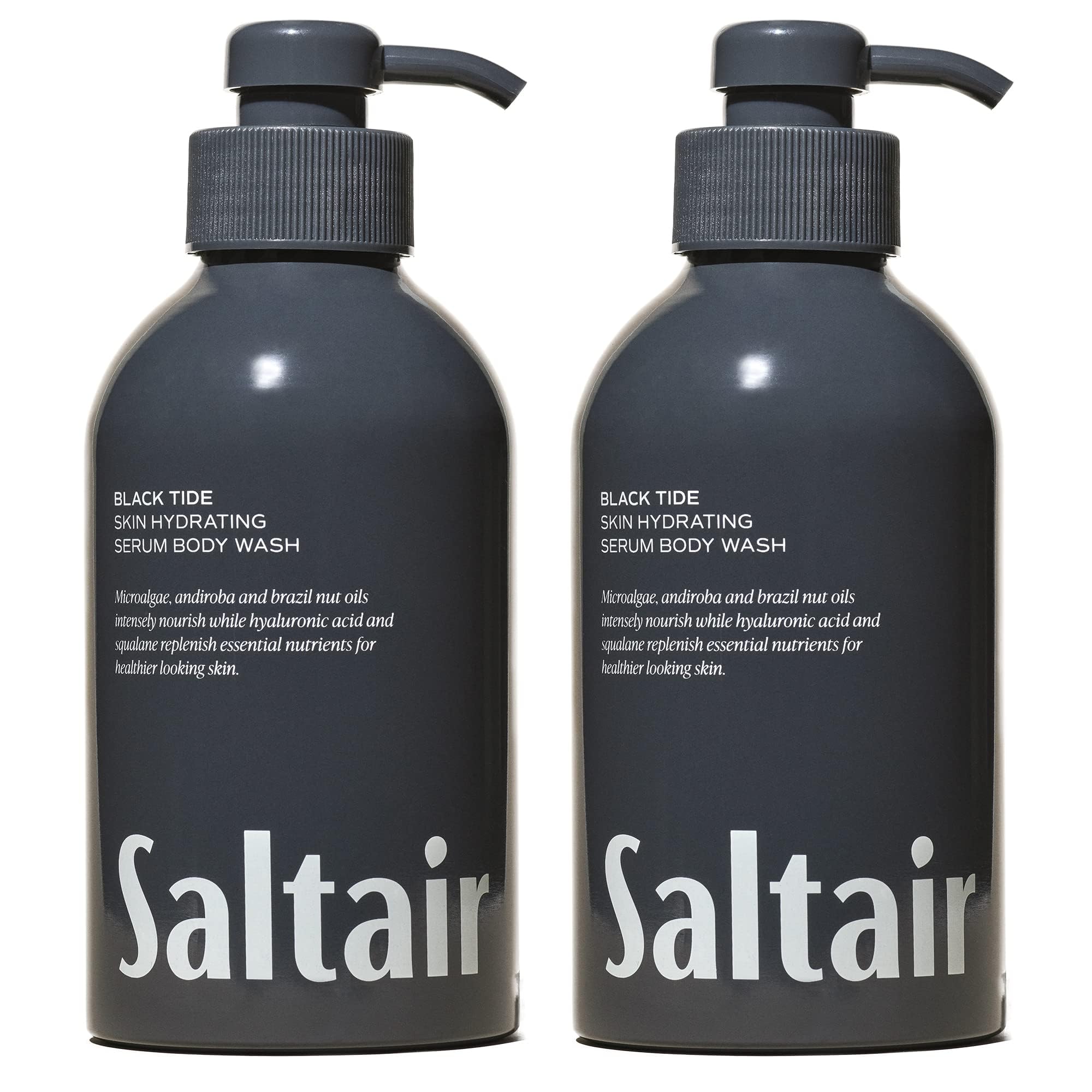 SaltairBody Wash, Black Tide 2-Pack. Moisturizing Body Cleanser with Monoi Oil and Cupuacu Butter. Luxury Shower Gel for Women and Men. Vegan, Cruelty-Free, Paraben-Free. 2x 17oz Pump Bottles