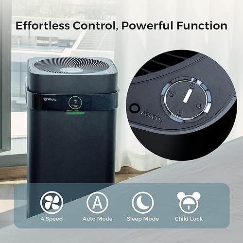 Miniatura 7 de Airdog Purificador de aire X5+ para habitaciones grandes de hasta 1600 pies cuadrados, control de aplicación inteligente, monitor de calidad del