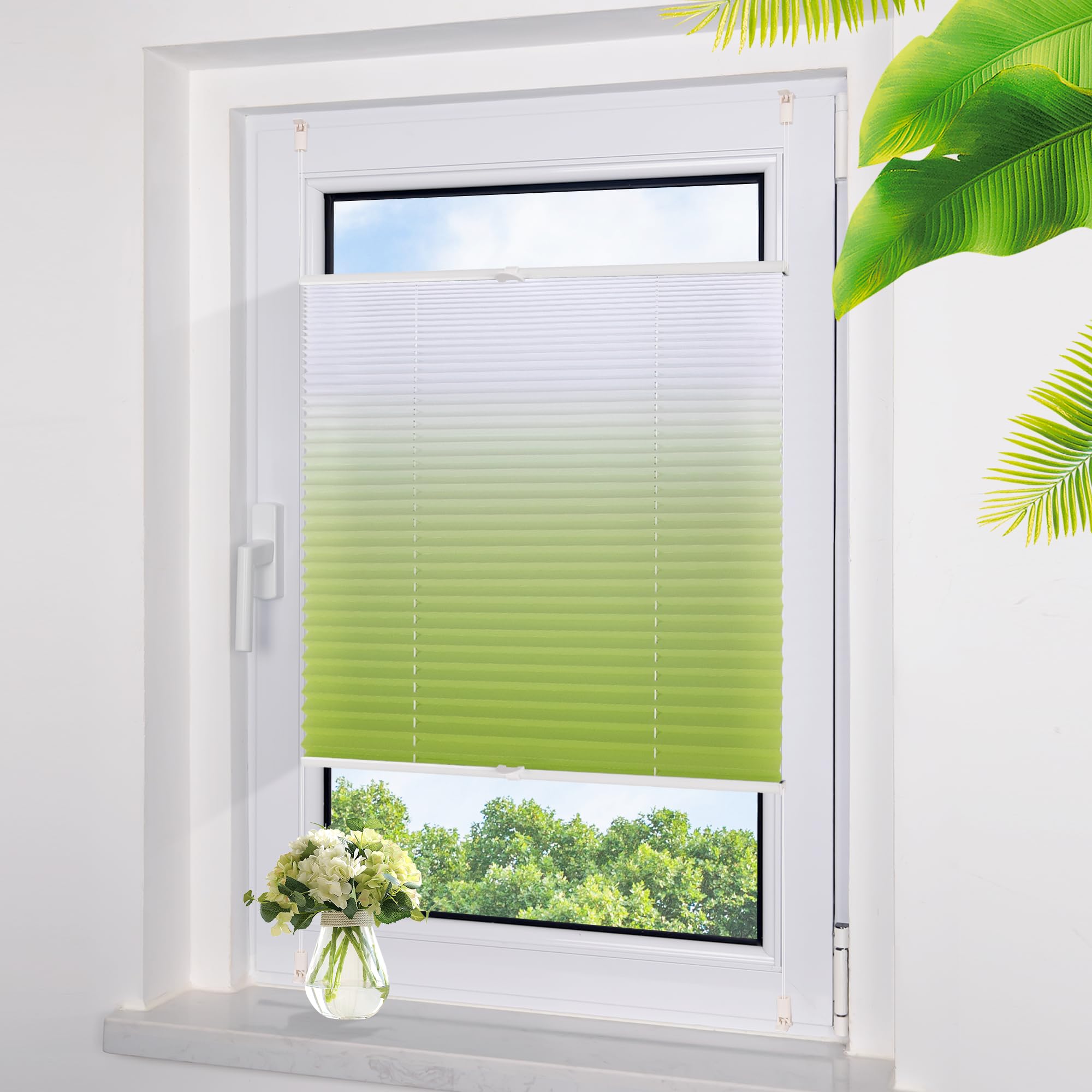 Plissee ohne Bohren Klemmfix Plissees lichtdurchlässig Blickdicht Jalousien ohne Bohren Fensterrollo Sonnenschutz Sichtschutz Easyfix Rollos für Fenster