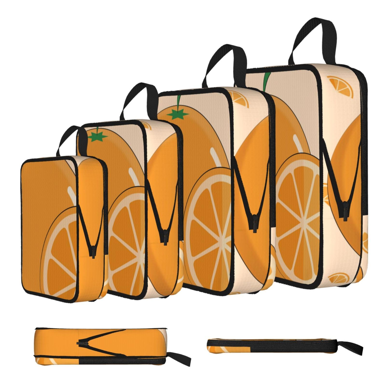 cartoon fresh orange Compression Packing Cubes 4 Piece Set