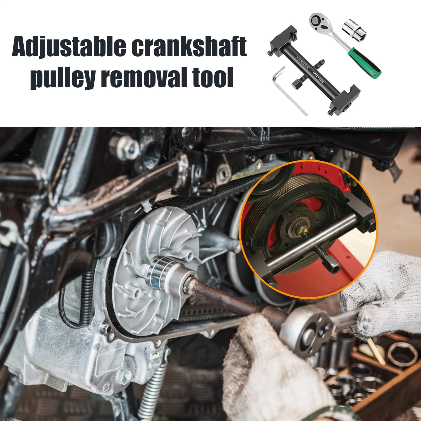 Outil de retrait de poulie – Extracteur de poulie d'équilibrage harmonique réglable | Outil de retrait de poulie de flexible, outil de synchronisation pour réparation automobile et | Extracteur damper harmonique Pour La Réparation Automobile, Le Service,