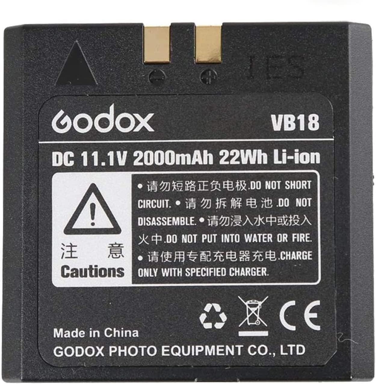 Godox VB18 Batterie de rechange au lithium CC 11,1 V 2000 mAh pour flash Speedlite GODOX V860IIS V860IIC V860IIN V860IIF V850