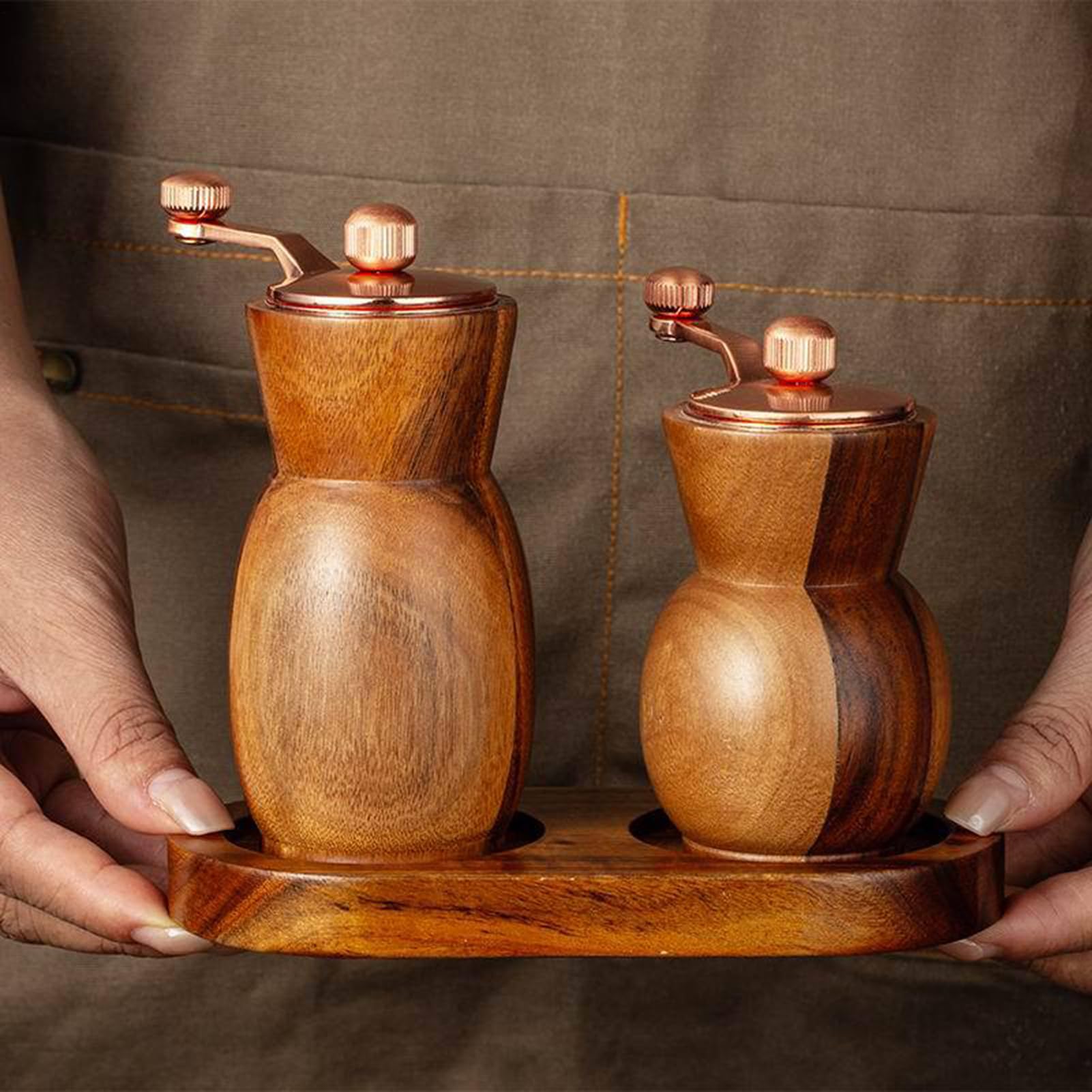 Macinino per Sale e Pepe Mulino In Legno Con Macinatura Regolabile