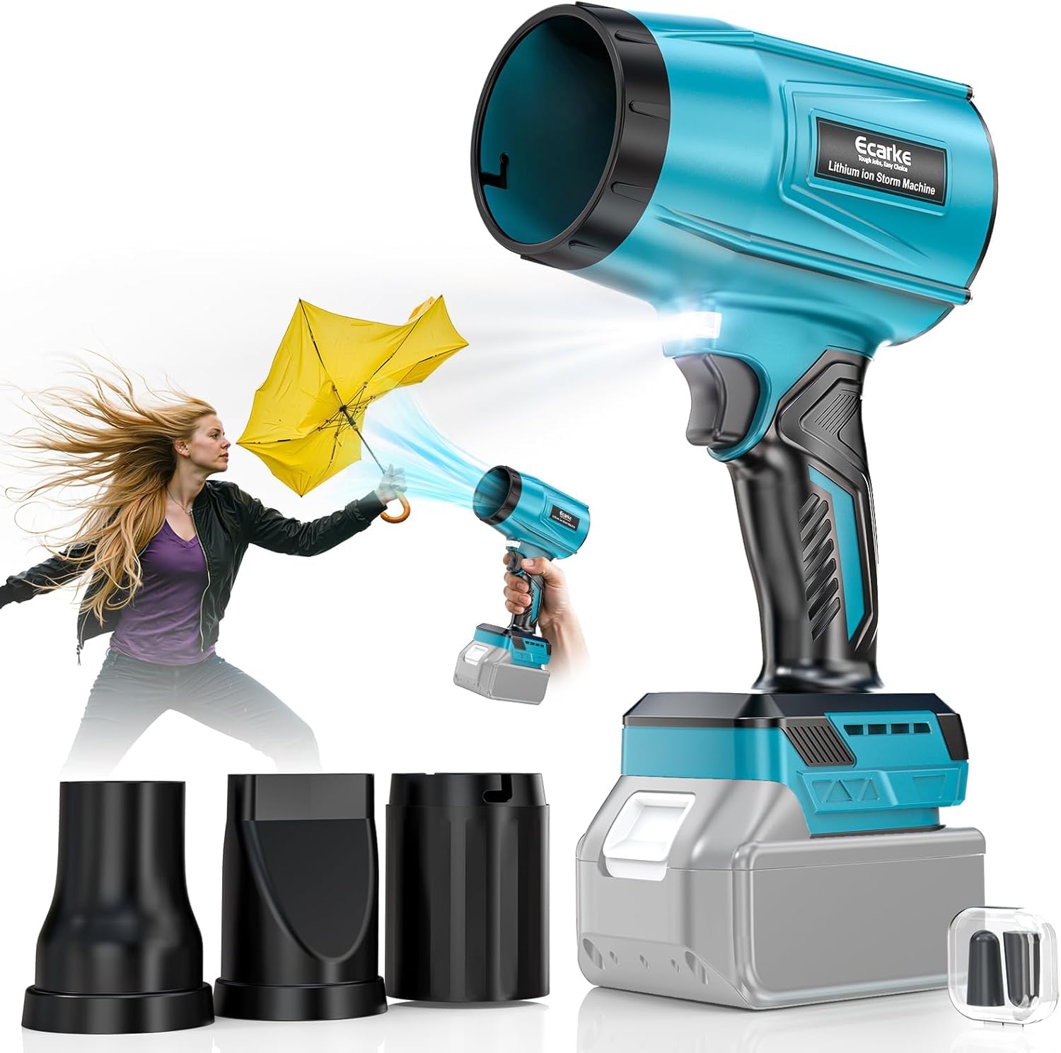 Ecarke Akku-Gebläse Turbo für Makita 18V Akkus, 80.000 U/Min bürstenloser Motor, 60m/s Luftgeschwindigkeit & 850g Luftdruck, tragbarer Laubbläser zum Entfernen von Laub, Staub & Schnee (ohne Akku)