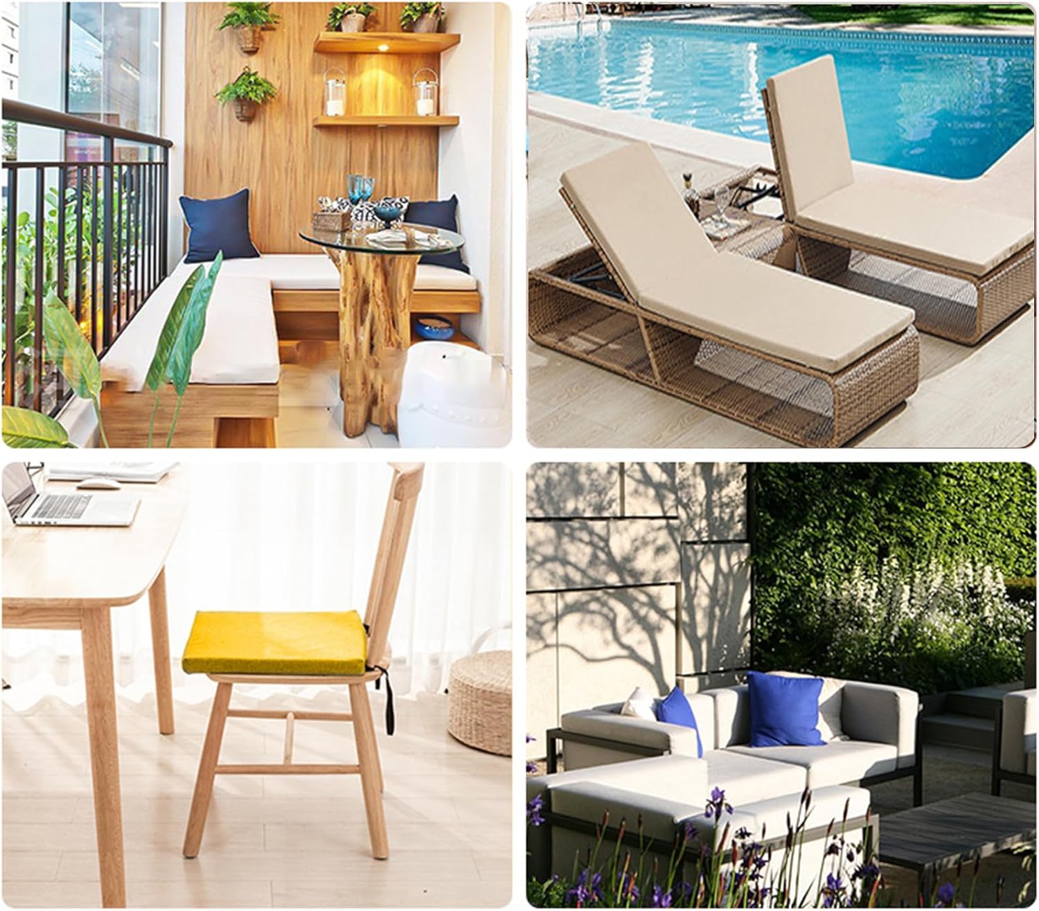 5cm厚シートクッション 椅子・ベンチ用 洗える窓用パッド 取り外し可能なカバー付き ダイニング 屋内 屋外用 座席 ブラック 15