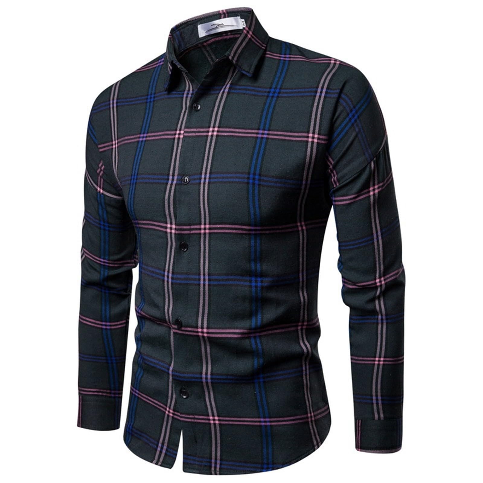 Genérico Camisas Manga Larga Hombre Slim Camisas Manga Larga Hombre Vestir Camisa Verano Hawaianas Hombre Manga Larga Camisas Hawaianas Hombre Algodon Camisas Hombre Manga Larga de Vestir Tonos Rayas
