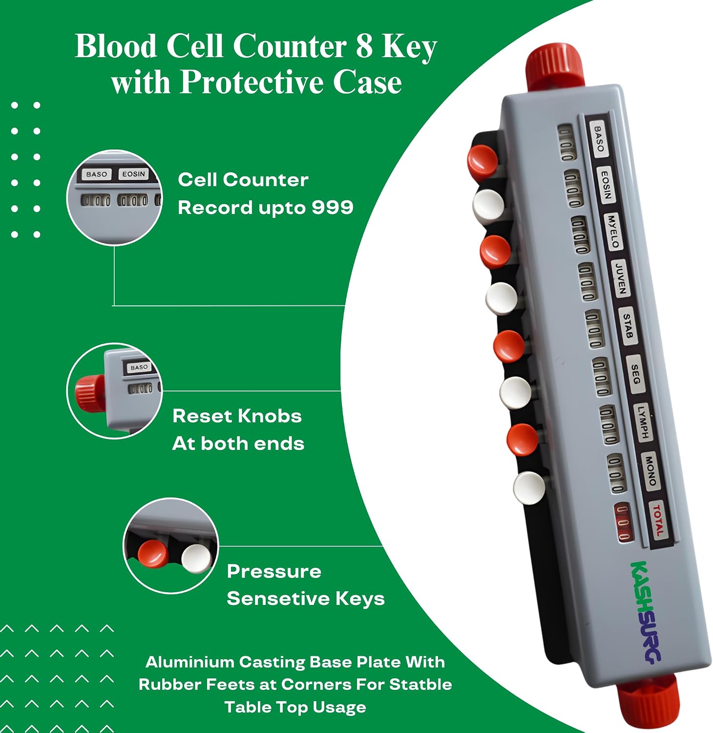 Blood Cell Counter 8 Key with Protective Case (Pack of 5) image 3