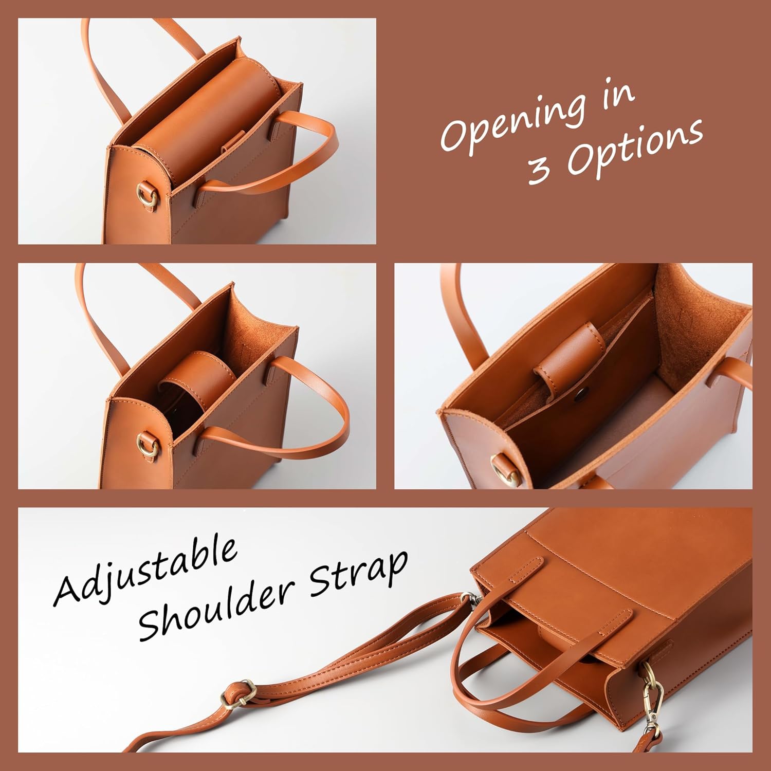 SUNLIGHT LEAVES Vintage Vegan Leather Mini Tote Bag For Women Simple Small Handle Purse Cute Cell Phone Satchel Lady Handbag - Image 4