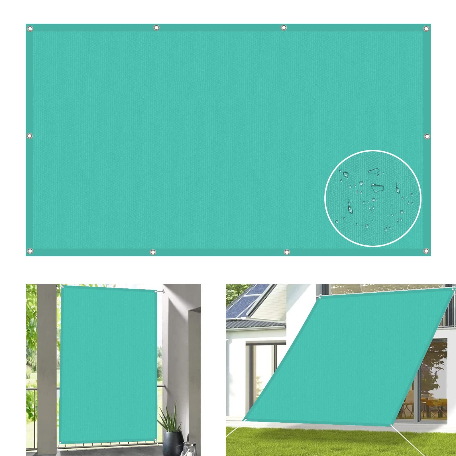 WQPMNYG Waterproof shade sail Sun Shade Sail Rectangle 1.8 x 2.8 m 95% UV Block Garden Canopy Shade Cloth Water Resistant Sky Blue Ideal for Garden Beach Patio Includes Free Rope