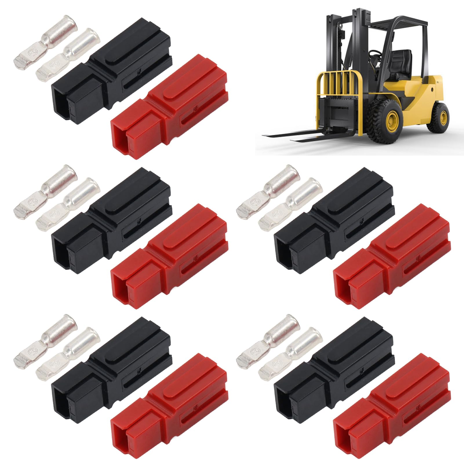 5Sets 75A Anderson Connector, Quick Connect Single Pole Power Terminals Plug Electrical Safe Insulated Connectors with Copper Pins, Red&Black