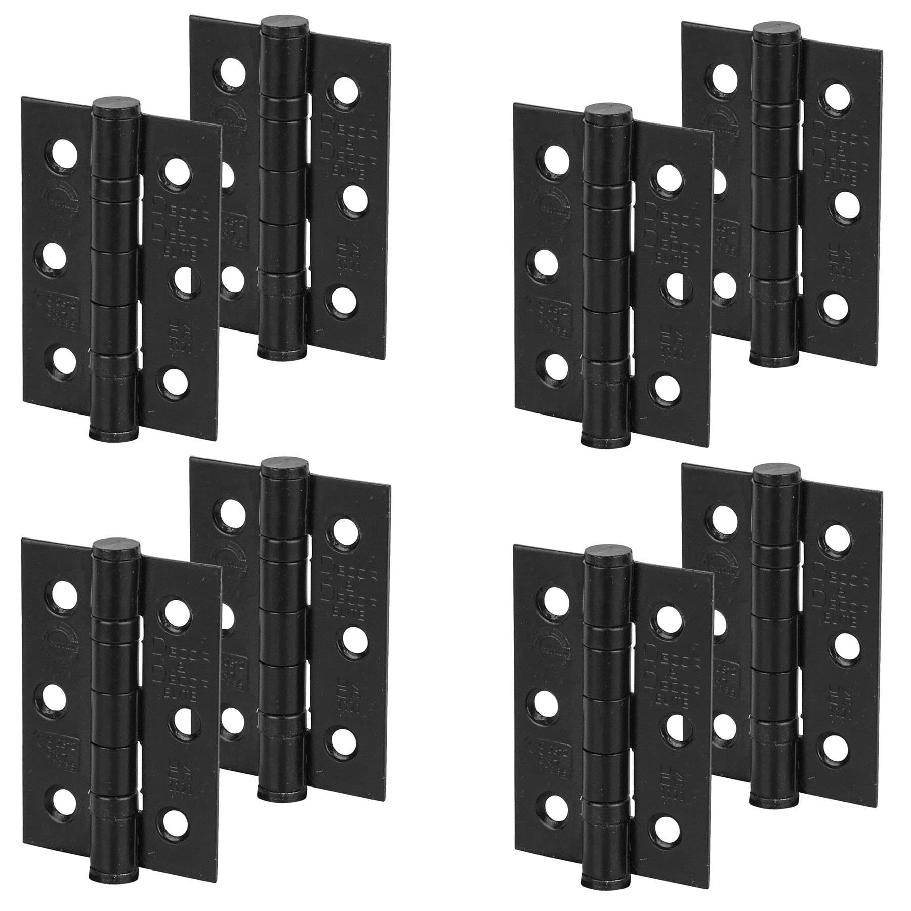 Decoranddecor Matt Black Door Hinges Internal - Fire Rated - 3Inc / 76Mm - Ball Bearing - Steel - 4 Pairs
