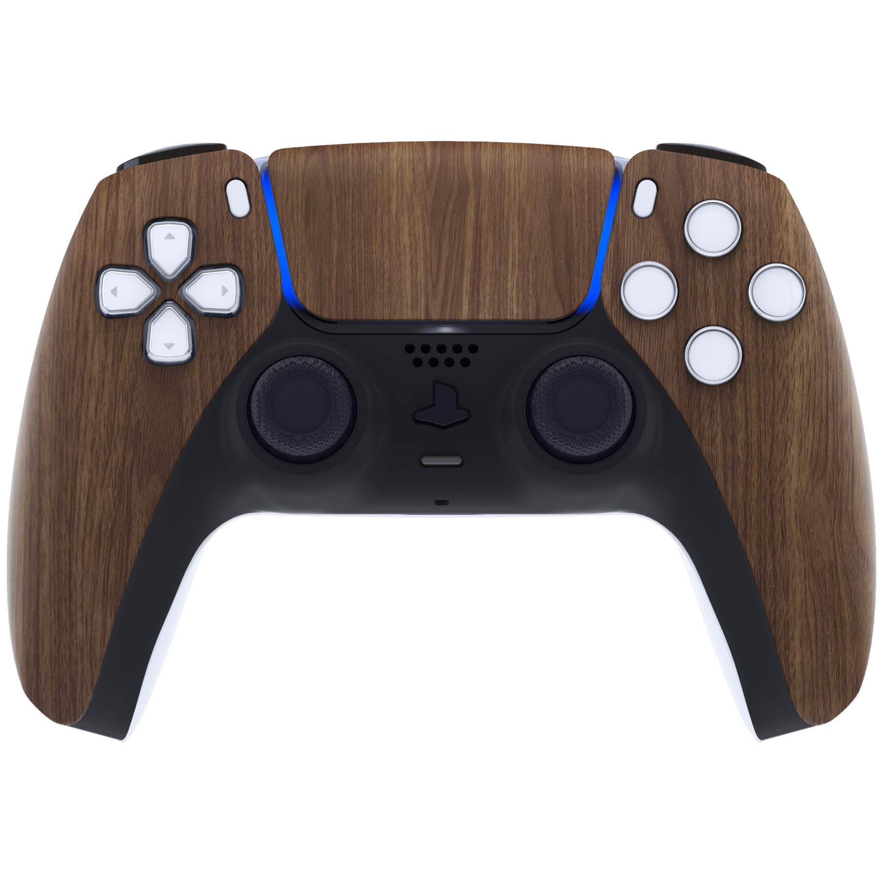 eXtremeRate Wood Grain Touchpad Front Housing Shell for PS5 Controller, Soft Touch DIY Shell for PS5 Controller, Custom Touch Pad Cover Faceplate for PlayStation 5 Controller