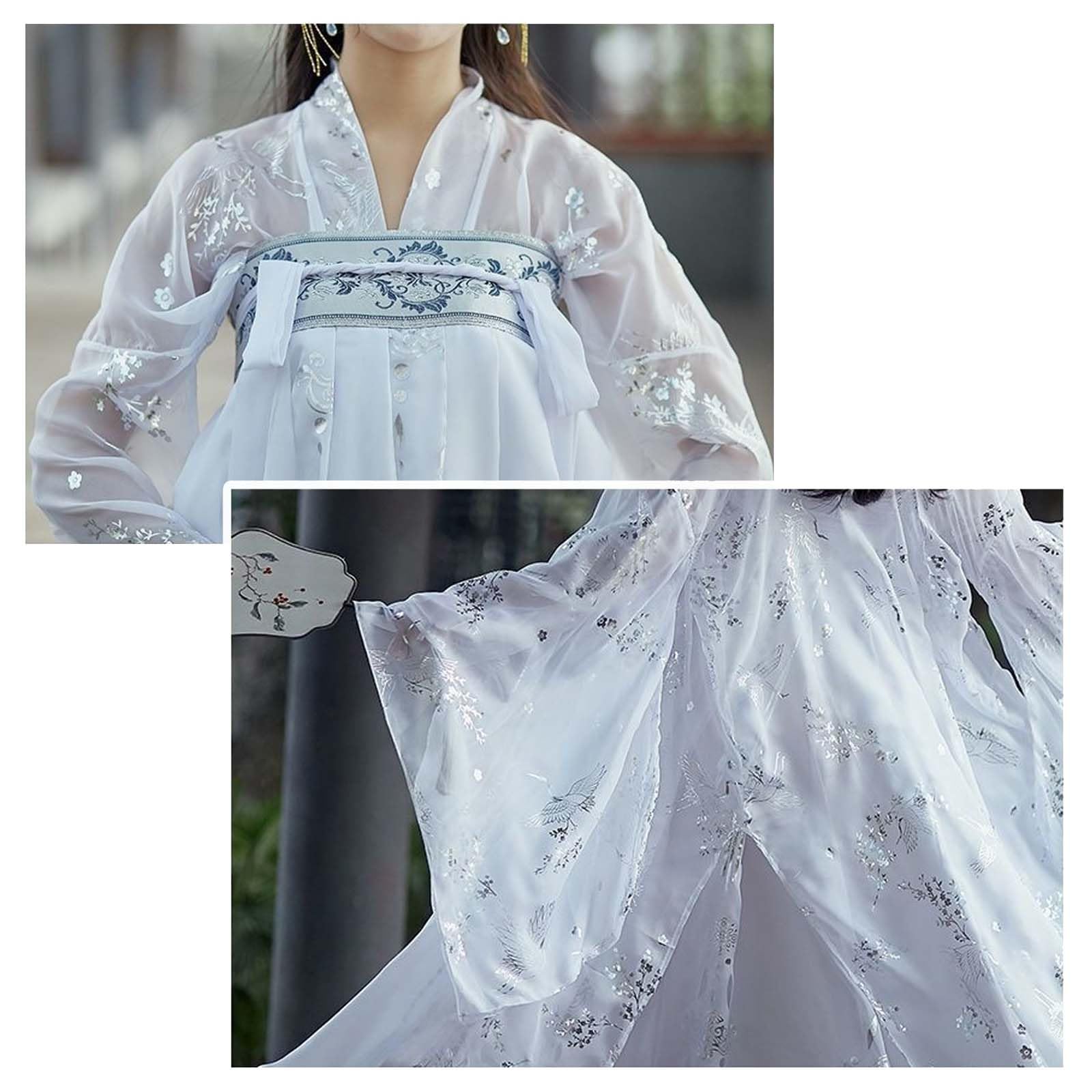 Antyczne sukienki Hanfu (S-3XL), damski kostium Tang (rozmiar plus), cosplay/na co dzień, top + spódnica + bluzka z rękawami