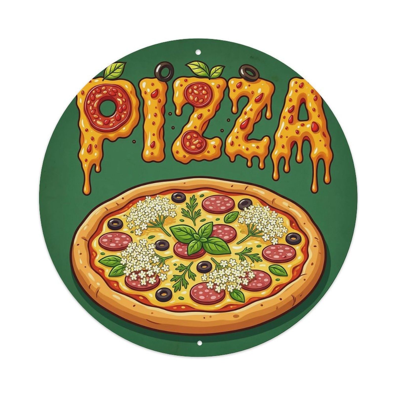 Huiyhb 8X8inch(20X20cm) Vintage Pizza Slice Elderflower Herb Metal Tin Sign