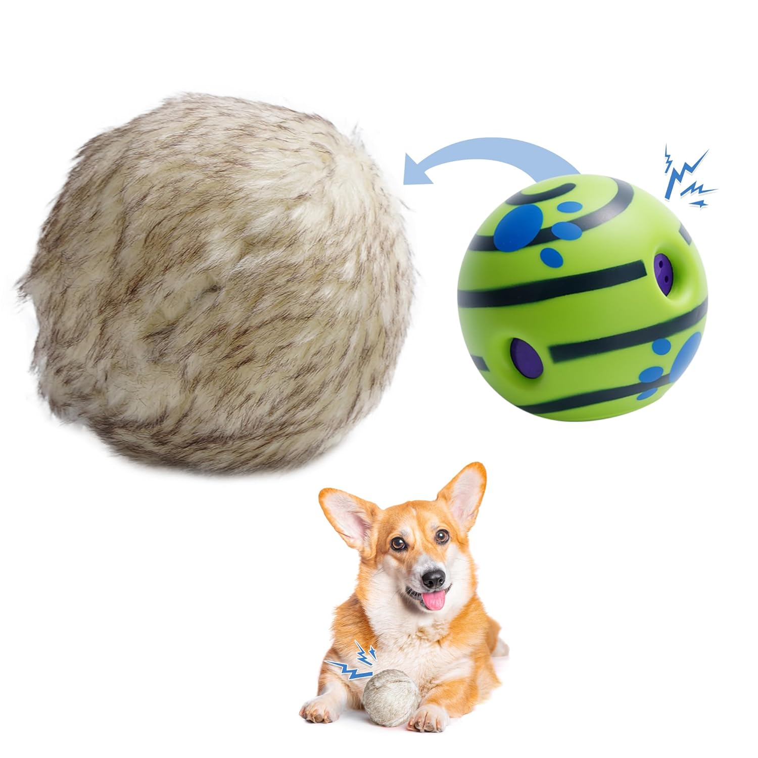 Nocciola Wobble Giggle Ball for Dogs Interactive Dog Toys for Boredom Squeaky Ball Dog Toys to Keep Them