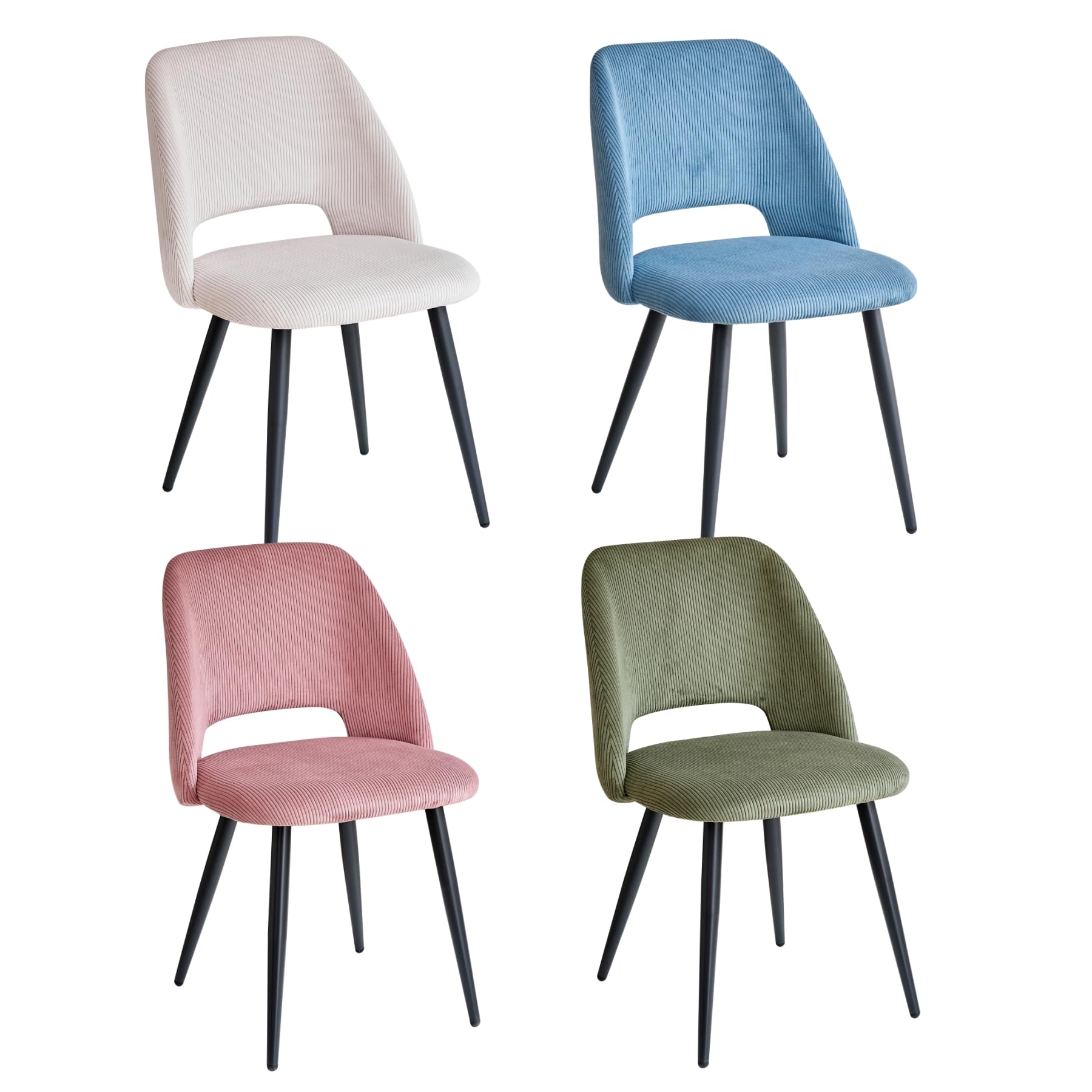 Esszimmerstühle 4er Set, Stühle Esszimmer, Küchenstühle, Durchbrochene Rückenlehne, Gestreifter Cord, Geeignet für Esszimmer, Wohnzimmer, Küche, Schlafzimmer, Mischfarbe 1